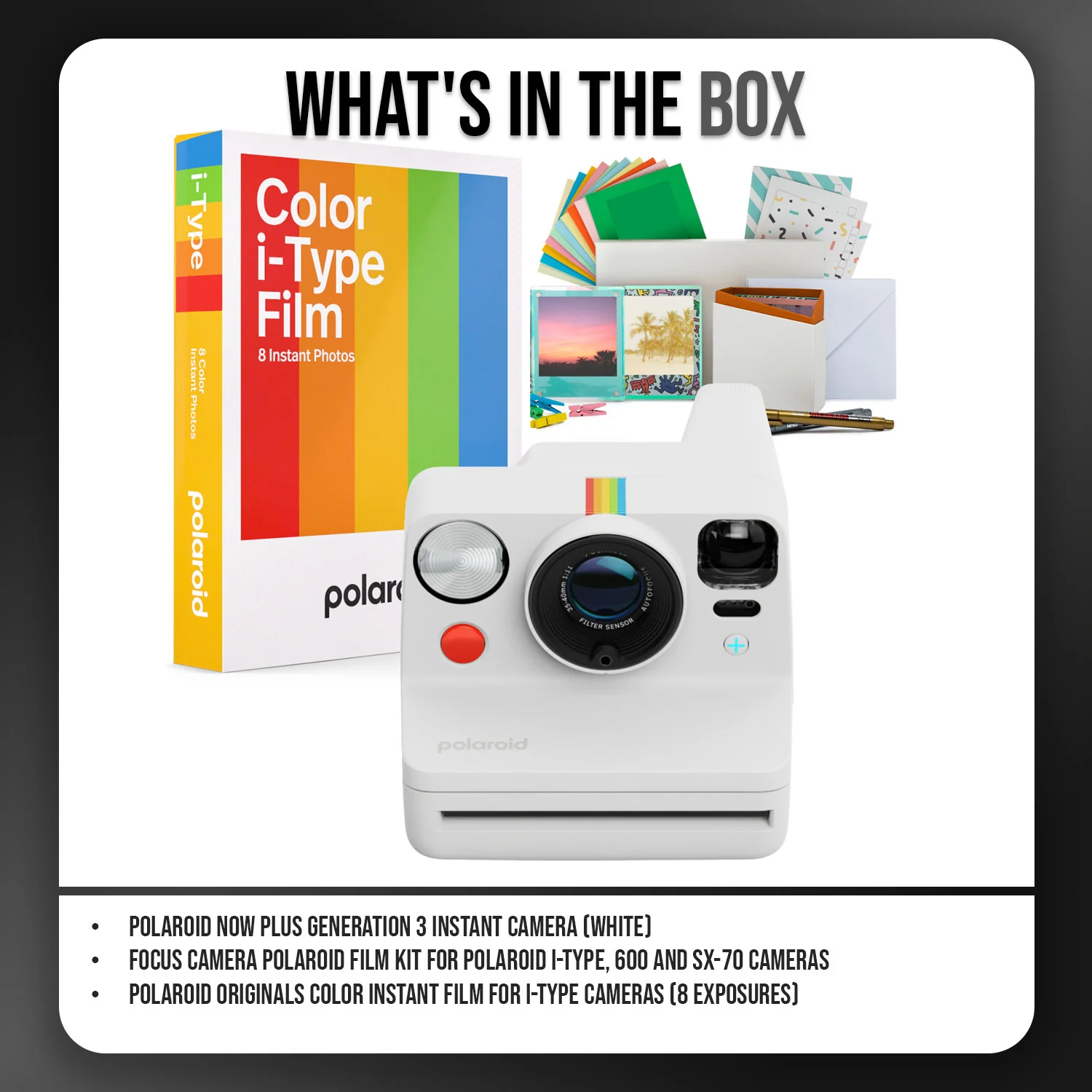 Polaroid Now Plus Generation 3 Instant Camera (White) with Film Kit and Color Instant Film Bundle - Image 7