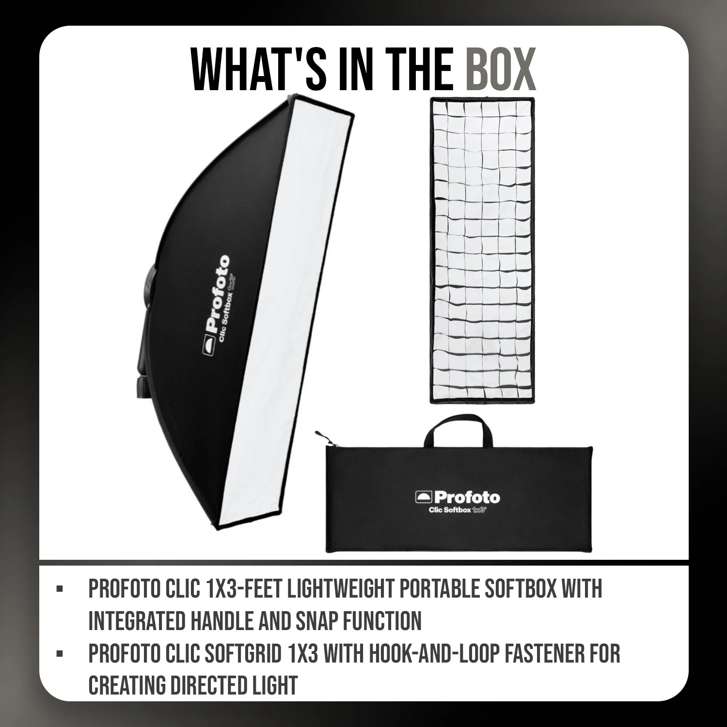 Profoto Clic 1x3-Feet Lightweight Portable Softbox with Integrated Handle and Clic Softgrid Bundle - Image 7