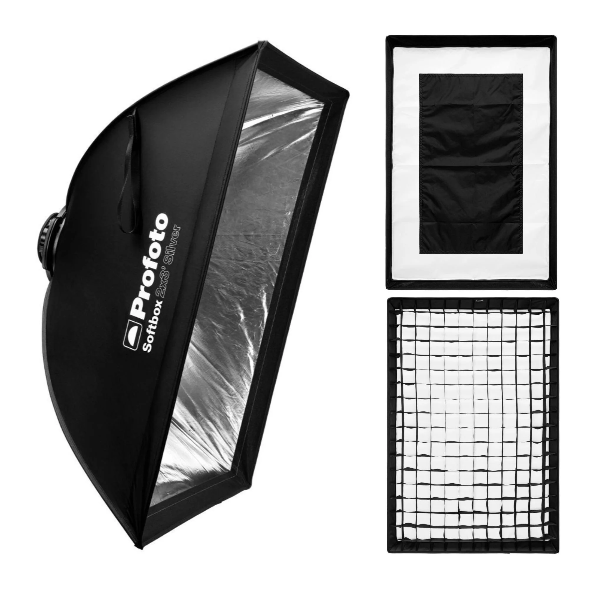 Profoto 2 x 3-Feet Softbox Rectangular Soft Light (Silver) with Softgrid 2x3-Feet Bundle