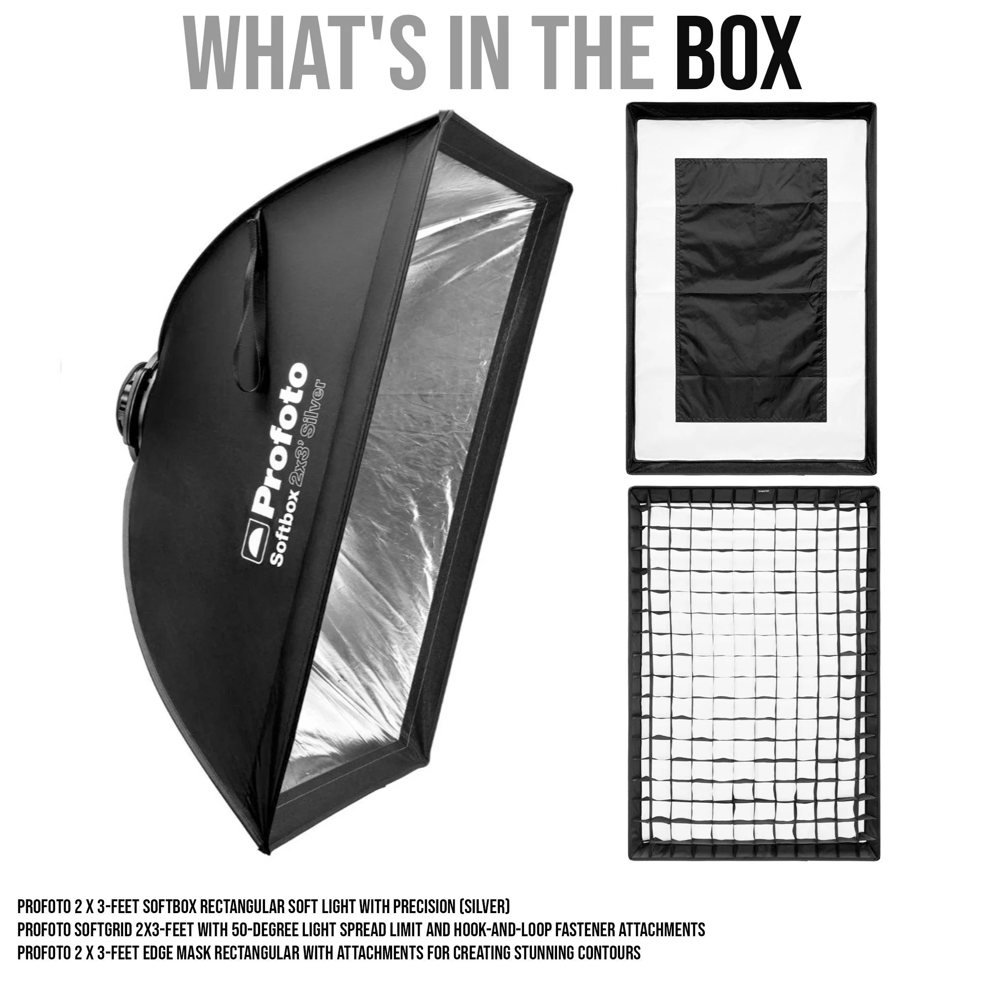 Profoto 2 x 3-Feet Softbox Rectangular Soft Light (Silver) with Softgrid 2x3-Feet Bundle - Image 5