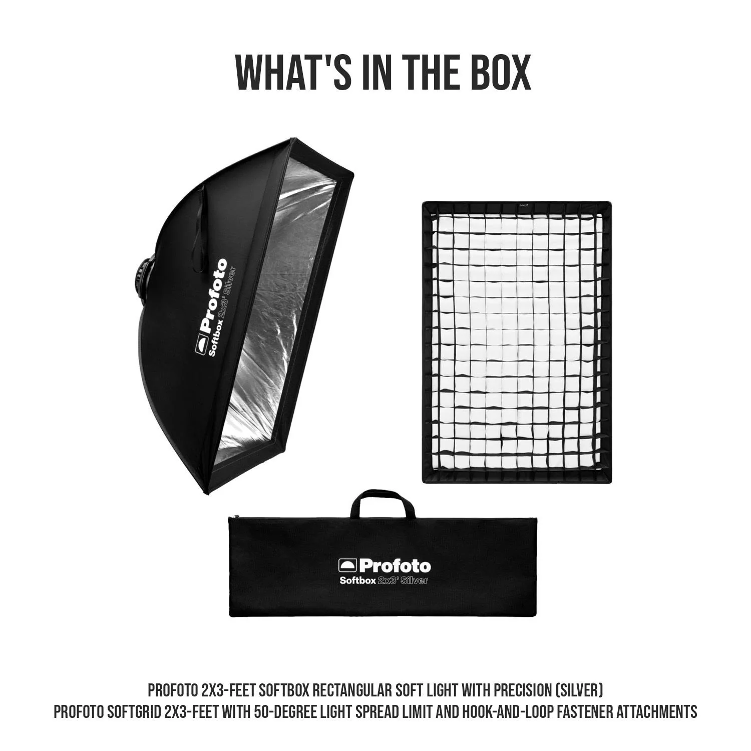 Profoto 2x3-Feet Softbox Rectangular Soft Light with Precision (Silver) and Profoto Softgrid Bundle - Image 7
