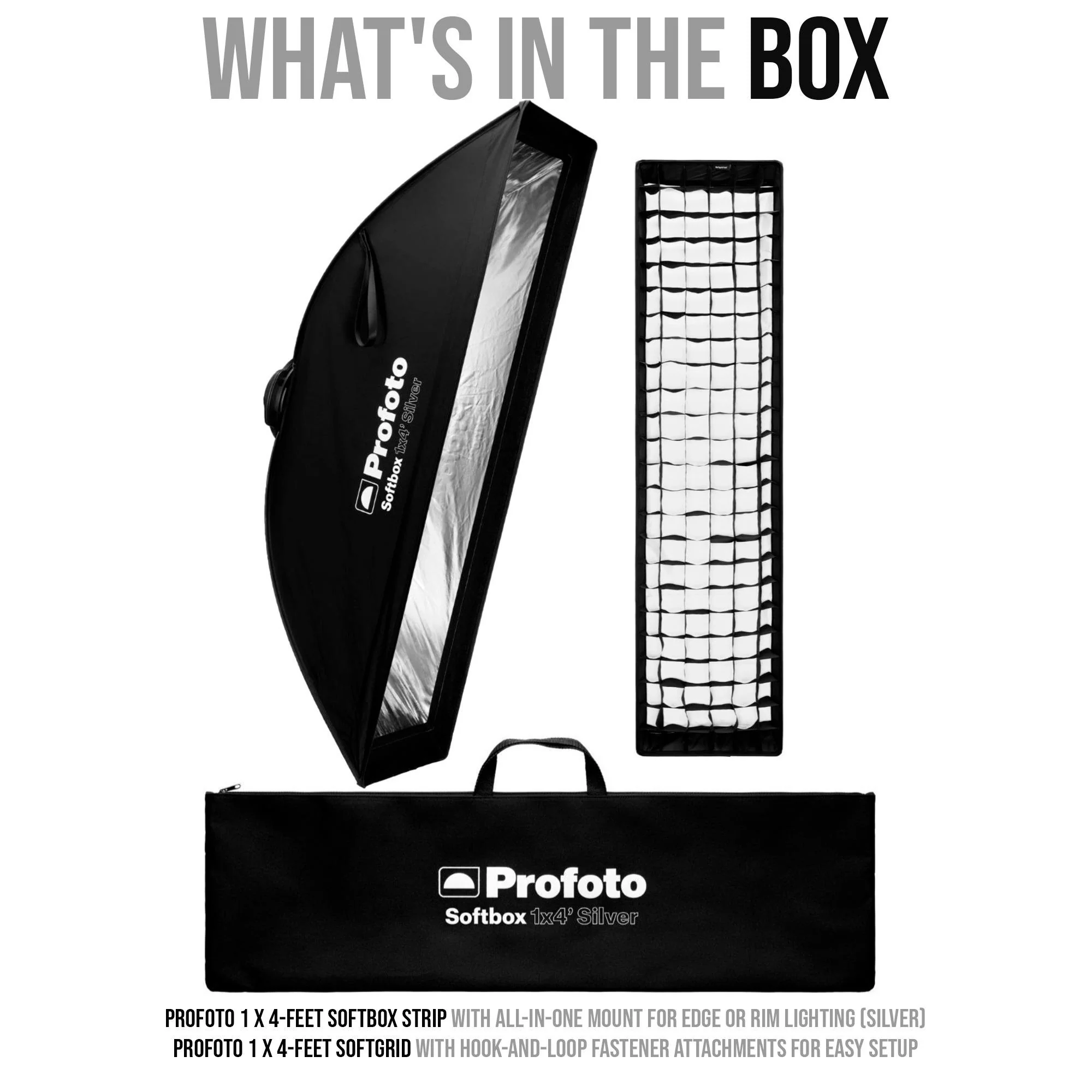 Profoto 1 x 4-Feet Softbox Strip with All-In-One Mount for Edge or Rim Lighting (Silver) Bundle - Image 7