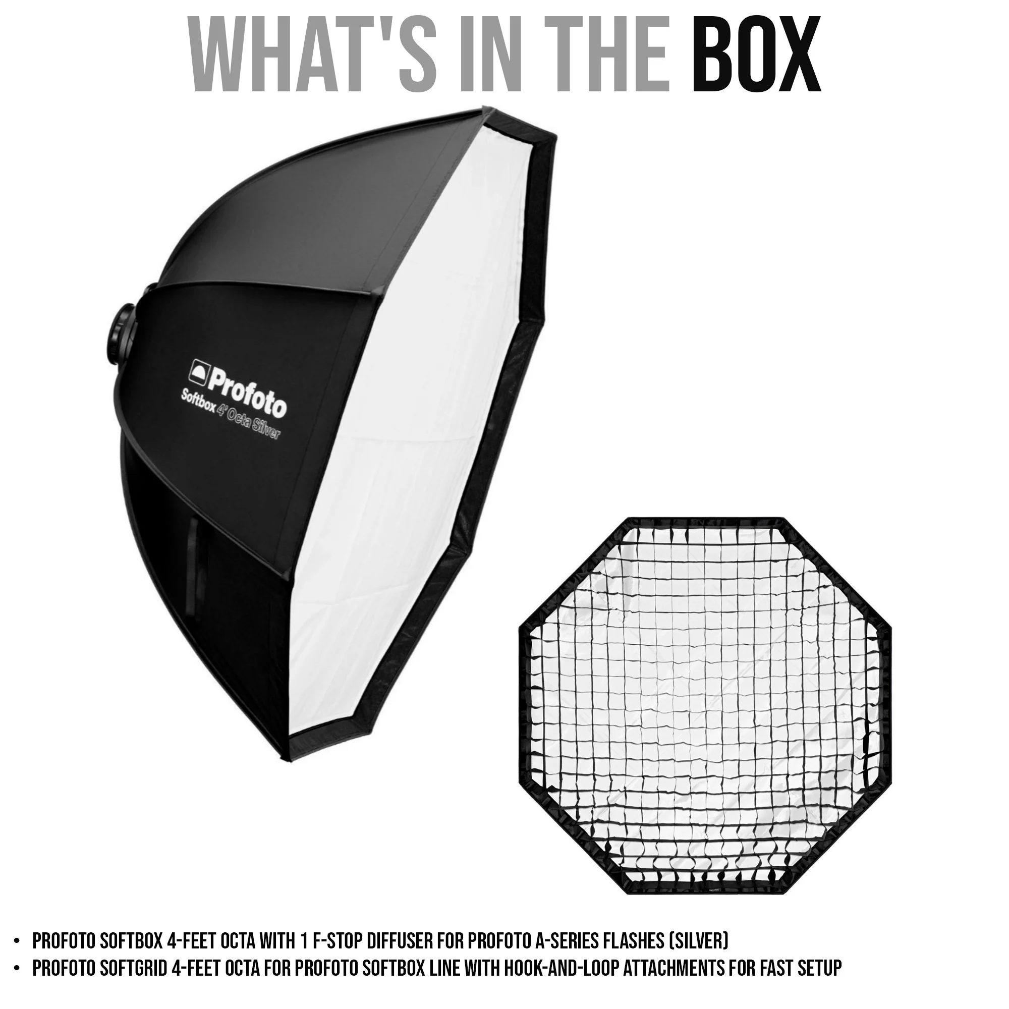Profoto Softbox 4-Feet Octa with 1 F-Stop Diffuser (Silver) with Softgrid 4-Feet Octa Bundle - Image 7