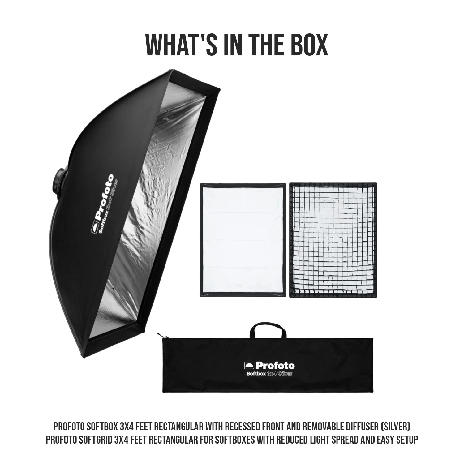Profoto Softbox 3x4-Feet Rectangular with Removable Diffuser and Profoto Softgrid Bundle - Image 7
