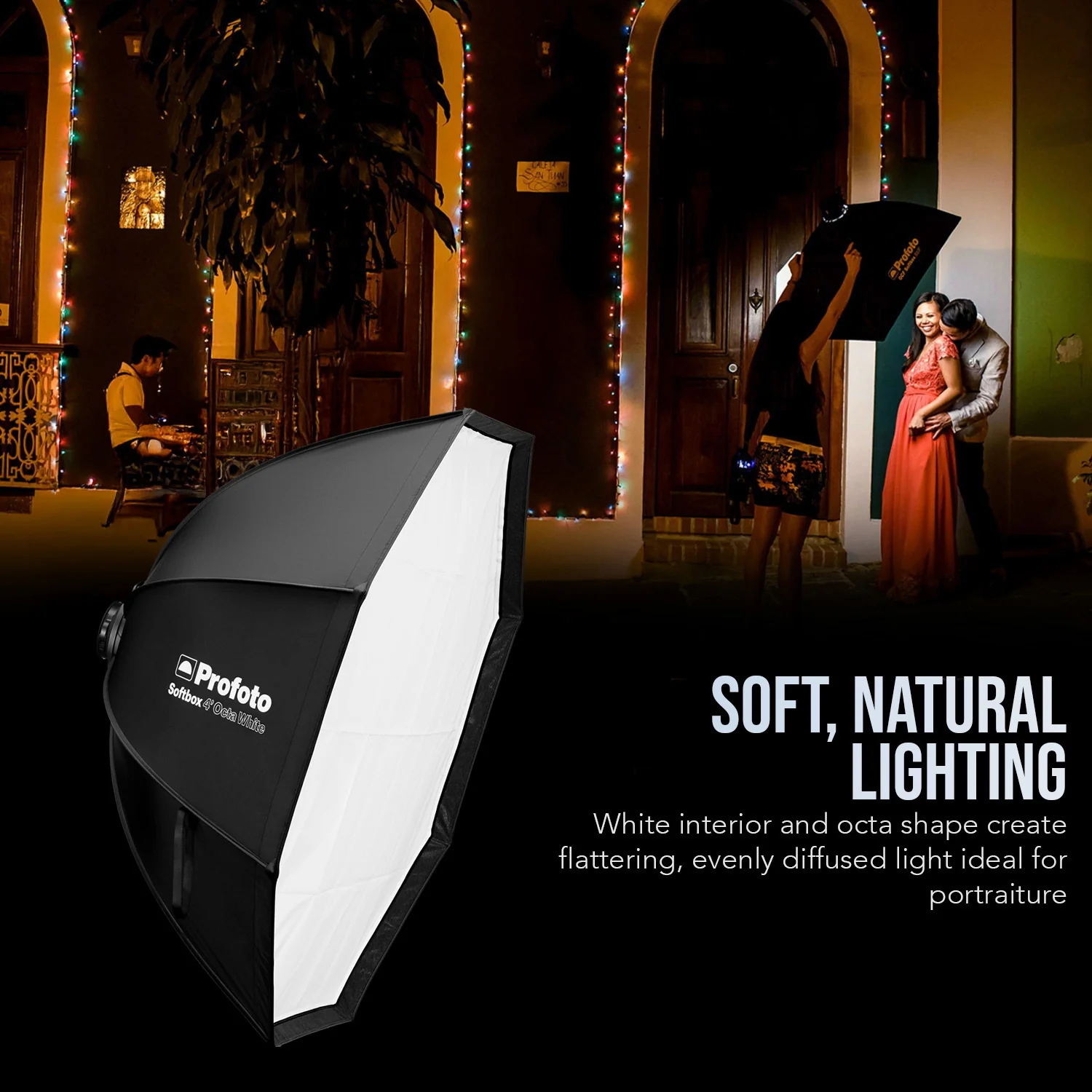Profoto Softbox 4-Feet Octa Quick Set-Up Light Modifier (White Interior) and Octa Softgrid Bundle - Image 3