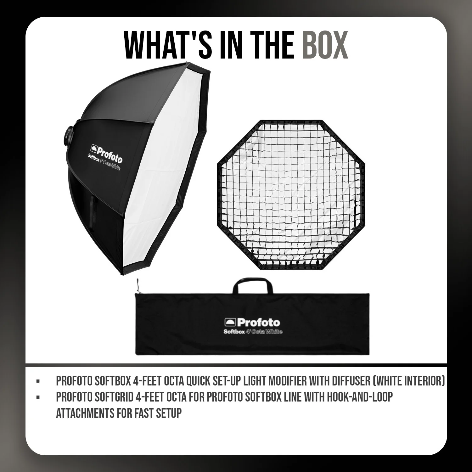 Profoto Softbox 4-Feet Octa Quick Set-Up Light Modifier (White Interior) and Octa Softgrid Bundle - Image 7