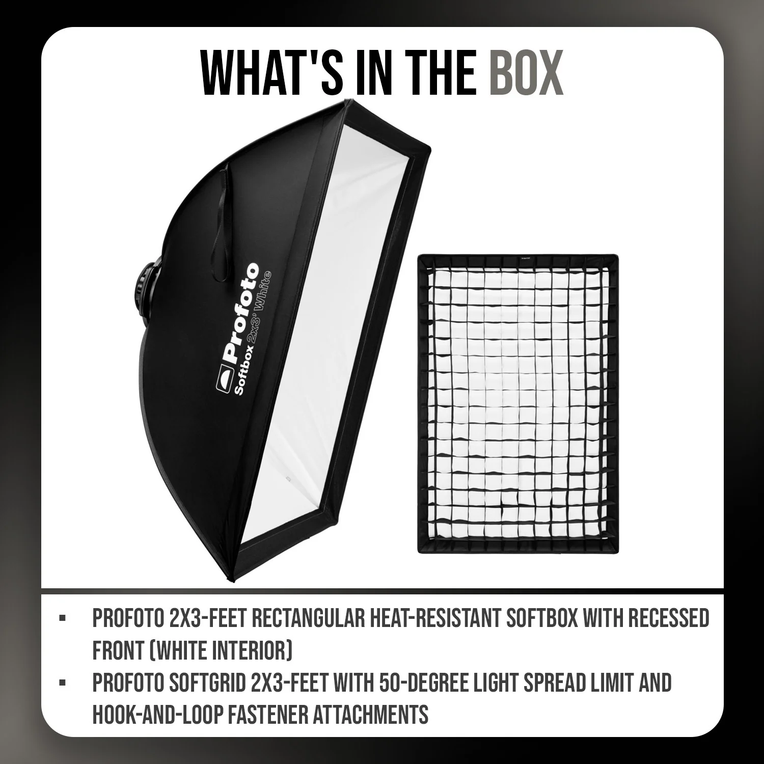 Profoto 2x3-Feet Rectangular Heat-Resistant Softbox (White Interior) and Softgrid Bundle - Image 7