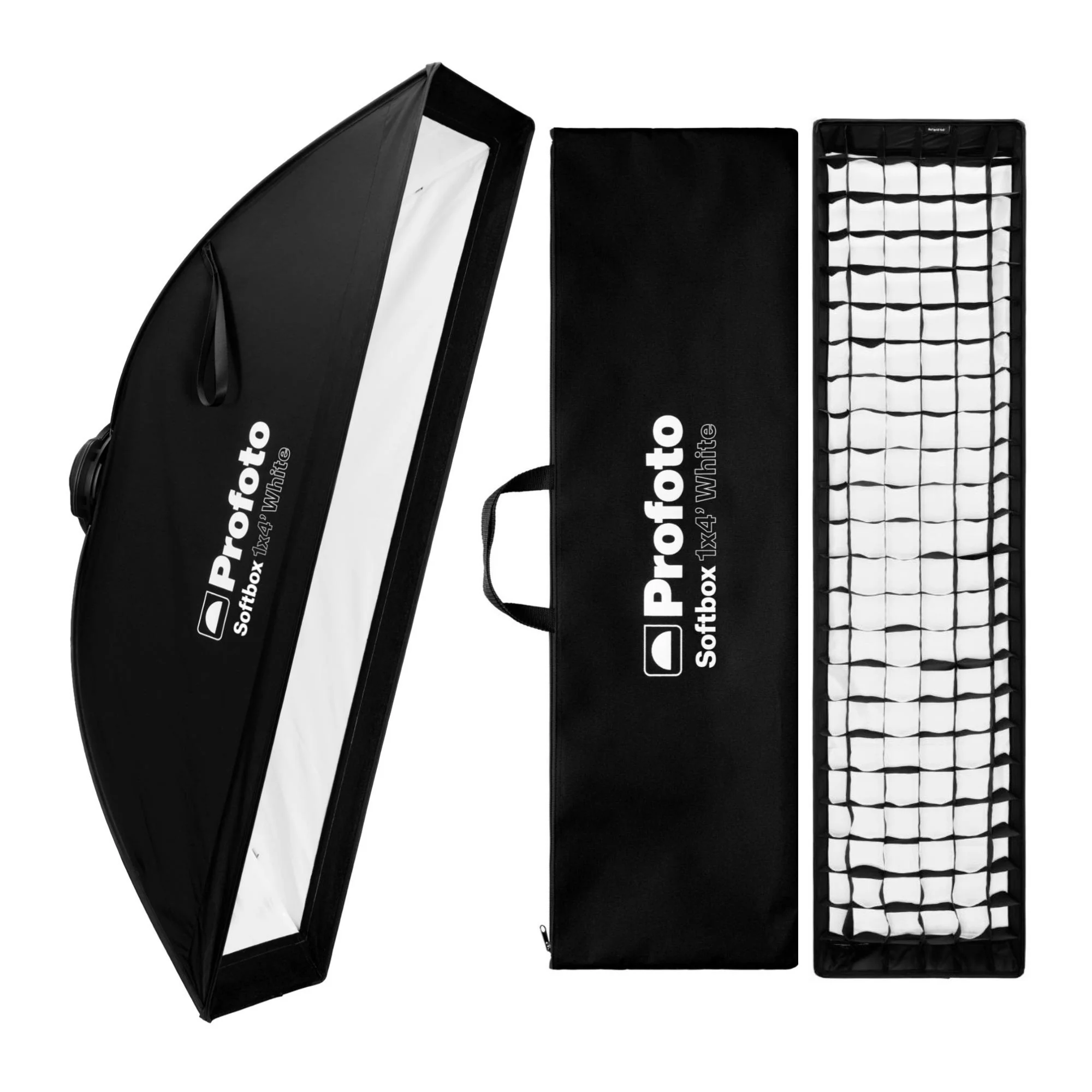 Profoto 1x4-Feet Rectangular Softbox Strip (White Interior) and 1 x 4-Feet Softgrid Bundle