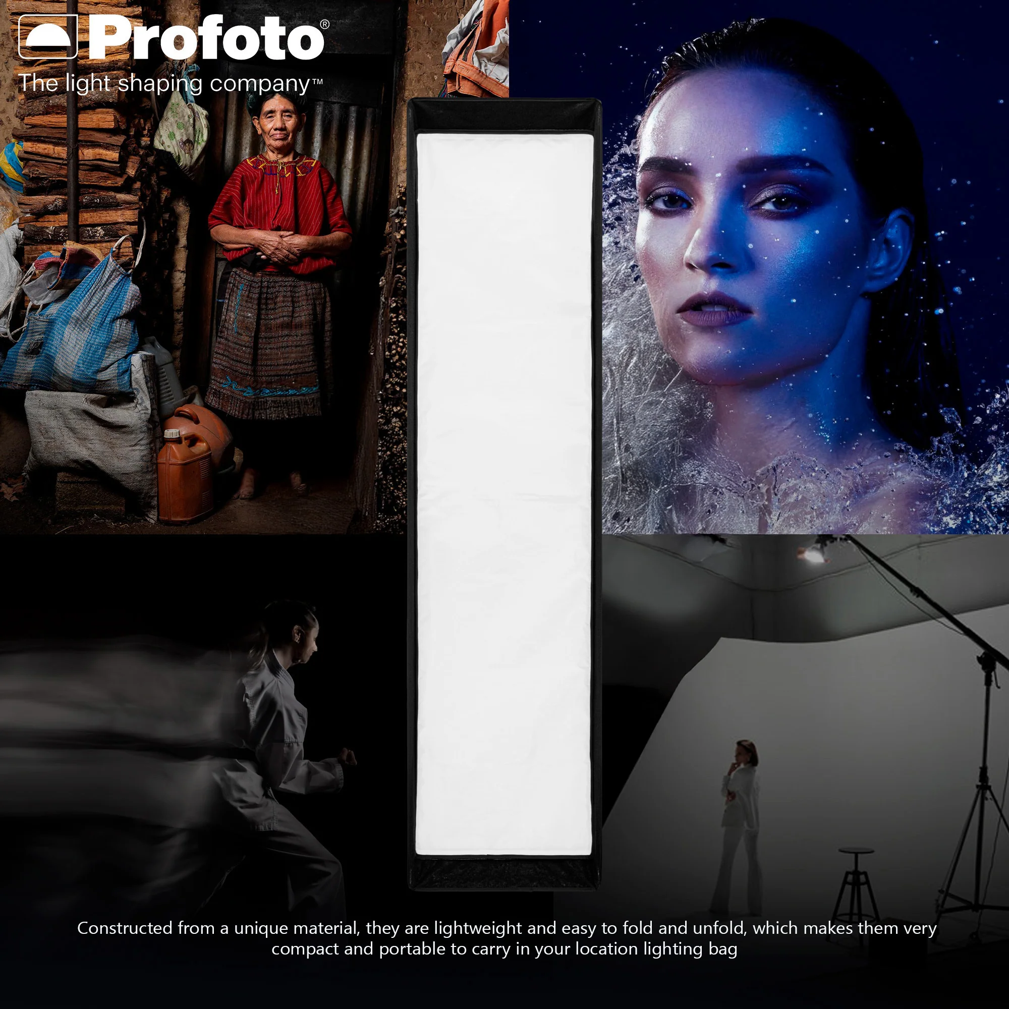Profoto 1x4-Feet Rectangular Softbox Strip (White Interior) and 1 x 4-Feet Softgrid Bundle - Image 4