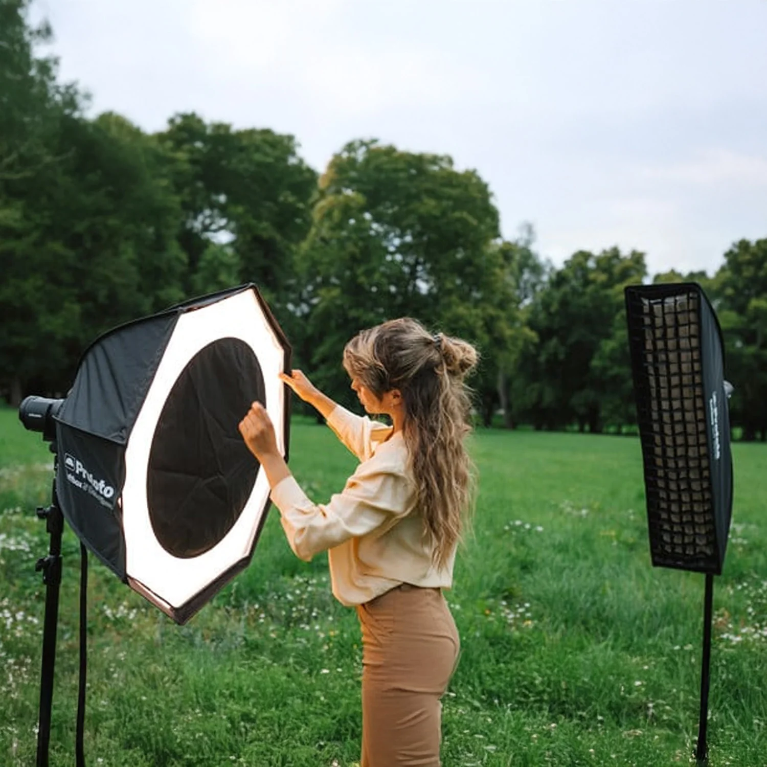 Profoto 1x4-Feet Rectangular Softbox Strip (White Interior) and 1 x 4-Feet Softgrid Bundle - Image 6