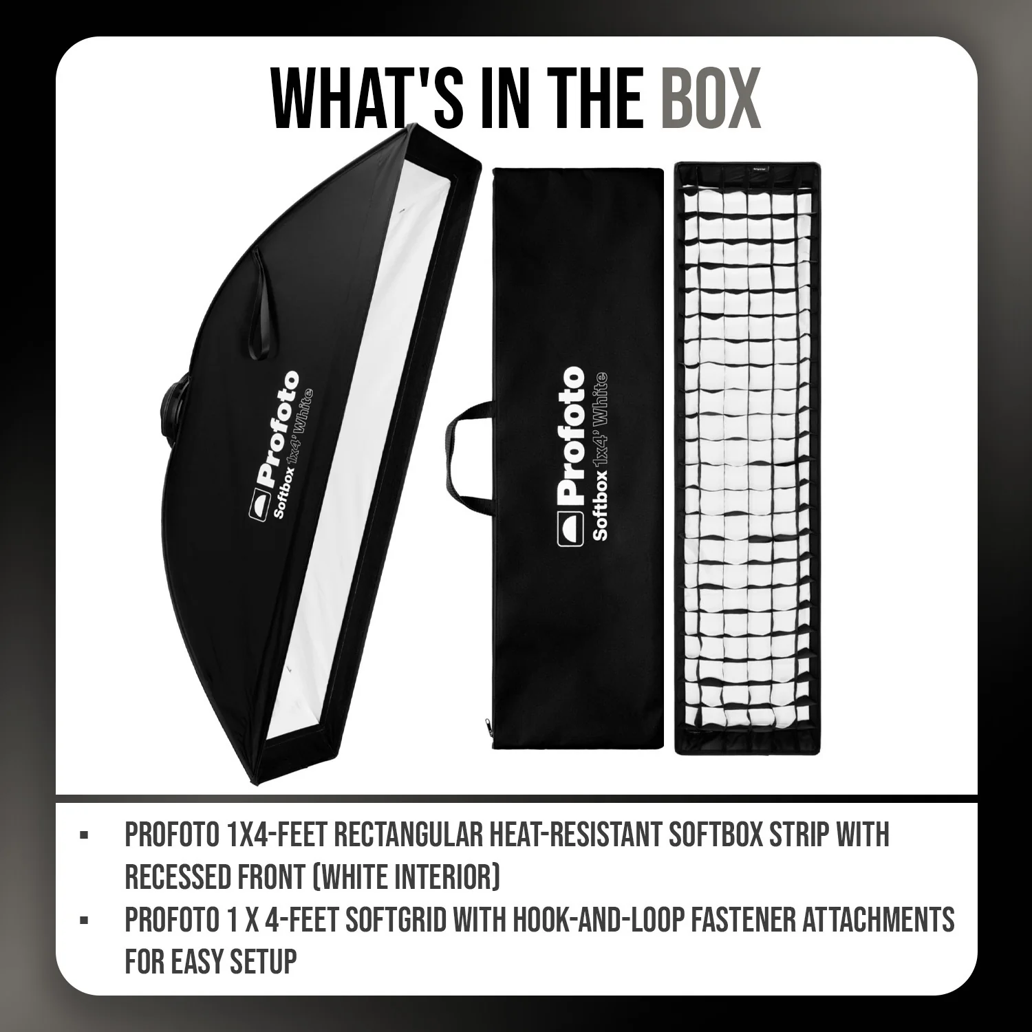 Profoto 1x4-Feet Rectangular Softbox Strip (White Interior) and 1 x 4-Feet Softgrid Bundle - Image 7