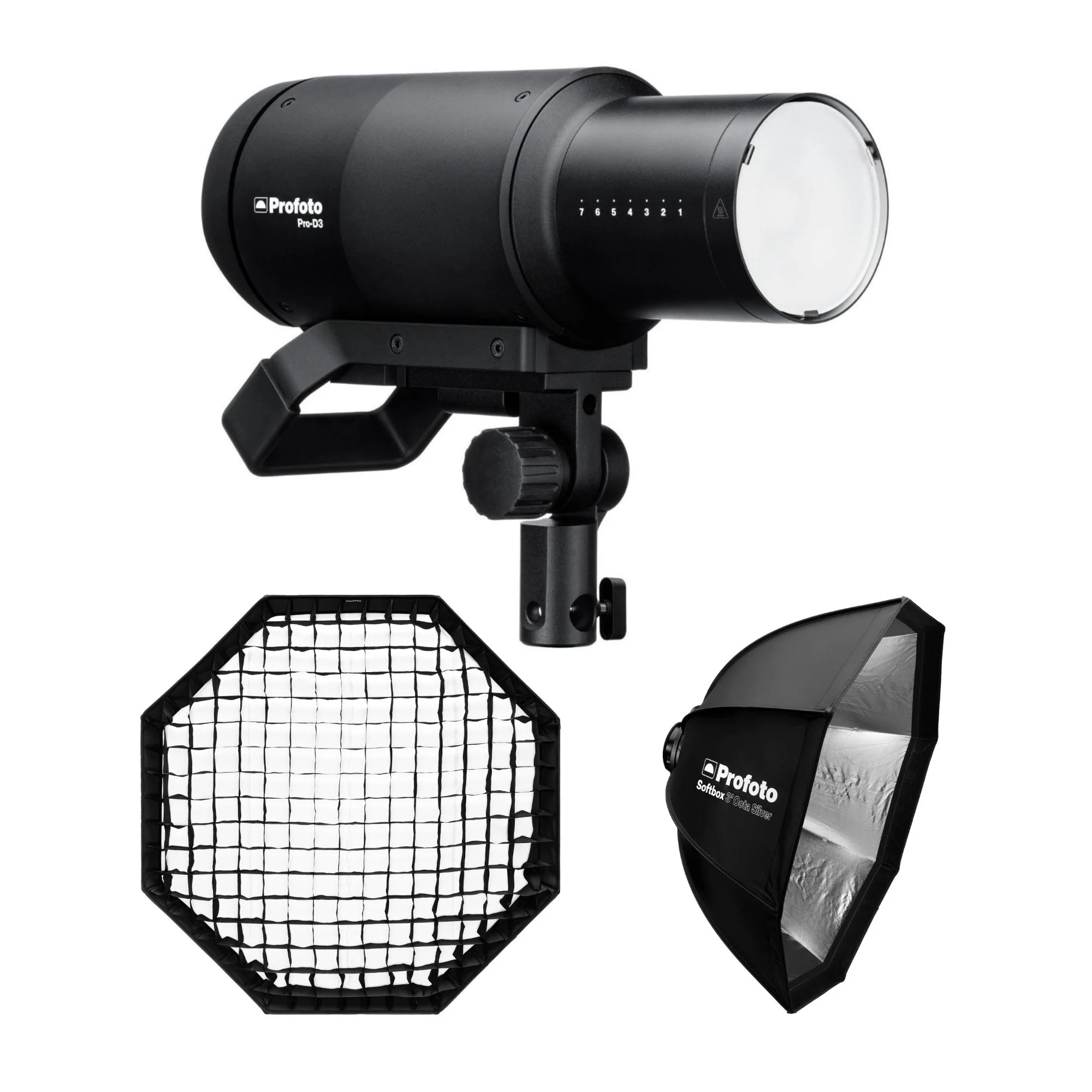 Profoto Pro-D3 Industrial-Grade 1250W Monolight with Softbox and Softgrid Bundle
