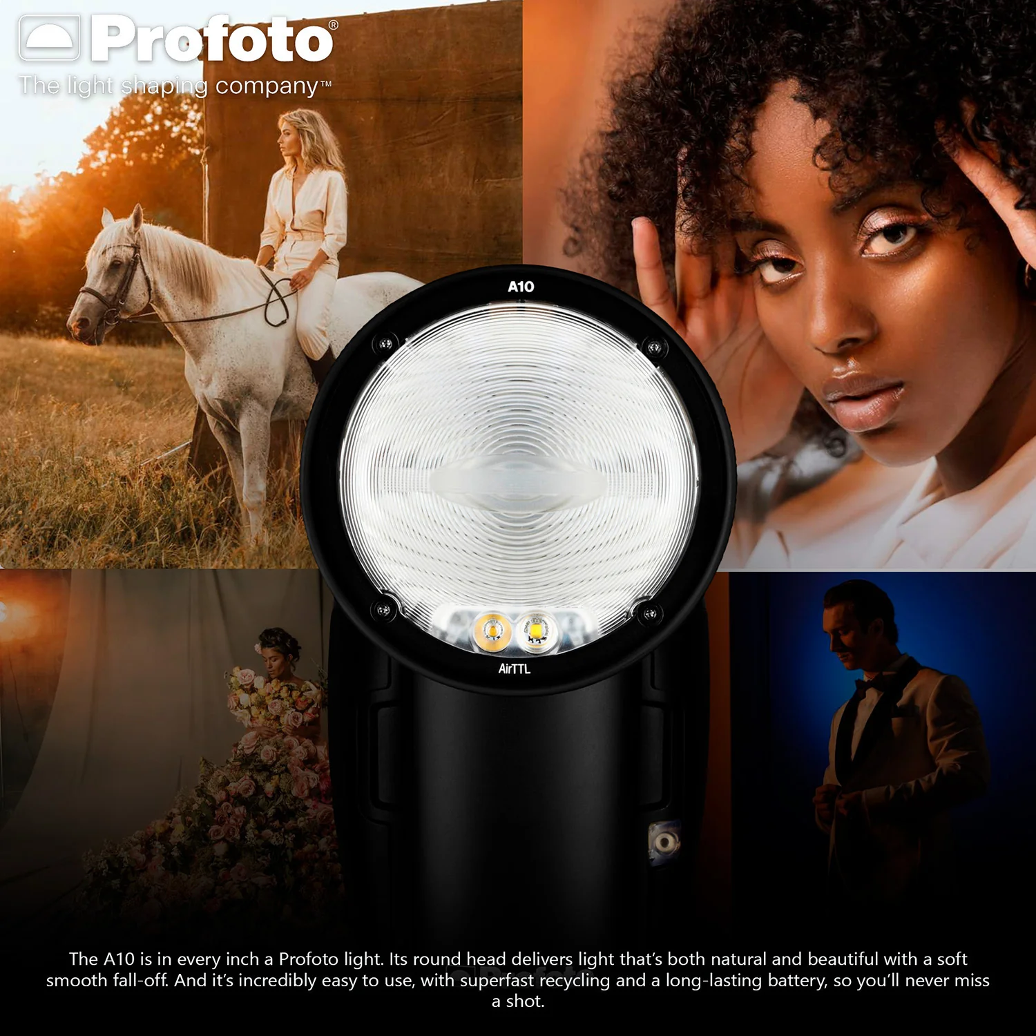 Profoto A10 On-Camera Flash Light for Sony with Wireless Transmitter and Softbox Octa 2 Feet Bundle - Image 5