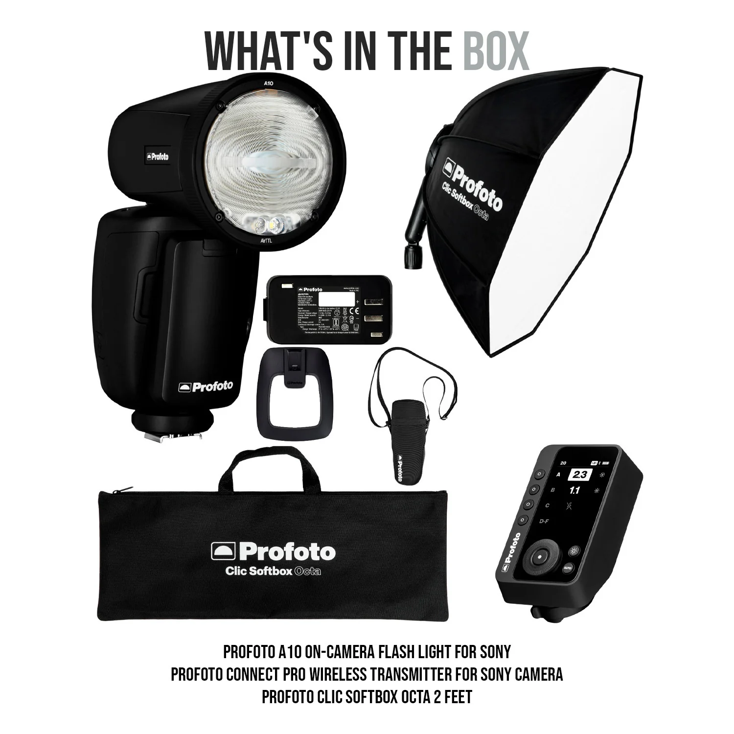 Profoto A10 On-Camera Flash Light for Sony with Wireless Transmitter and Softbox Octa 2 Feet Bundle - Image 7