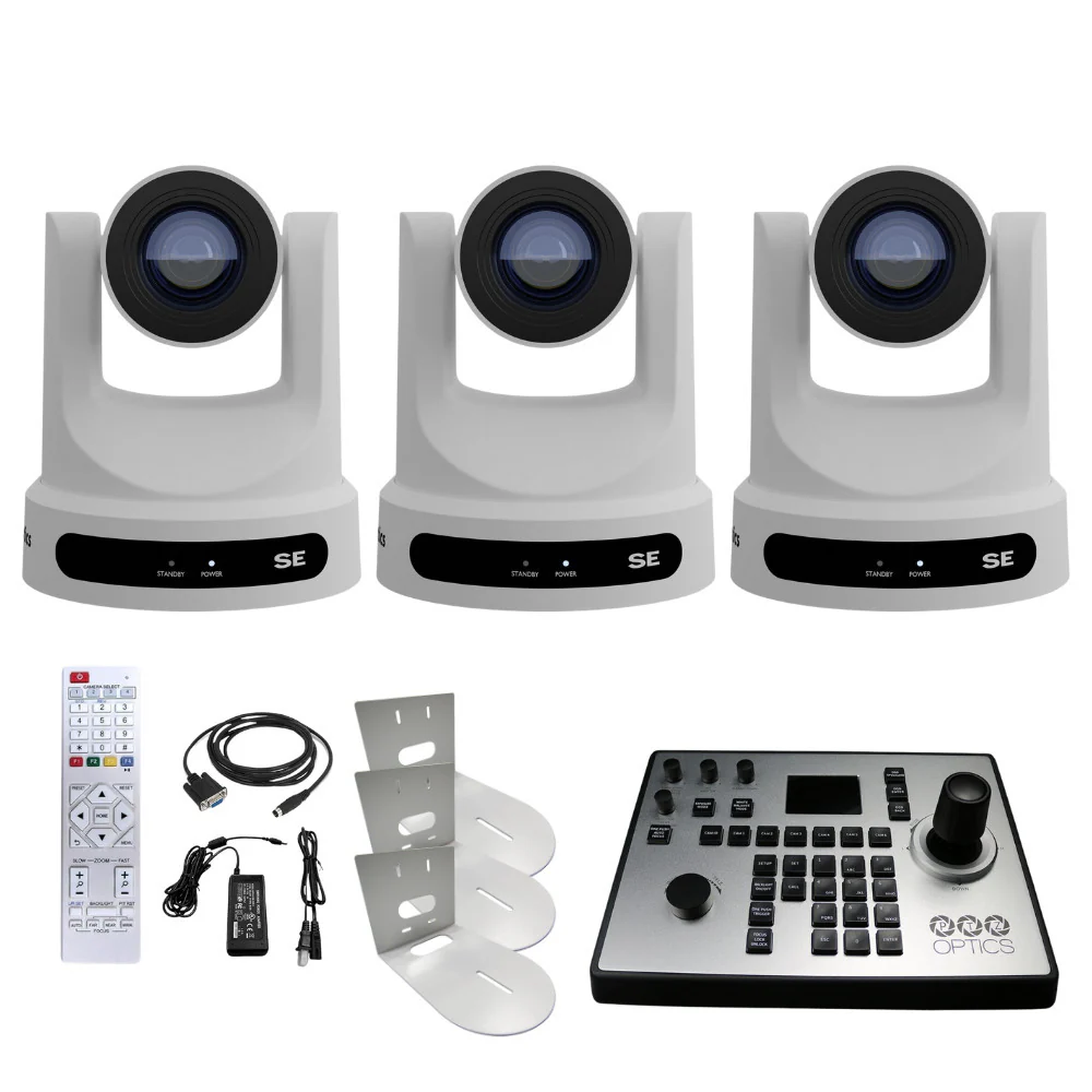 PTZOptics Move SE 20x 1080p FHD Advanced PTZ Pan Tilt Zoom Camera (3-Pack) with 3x Wall Mount Bundle