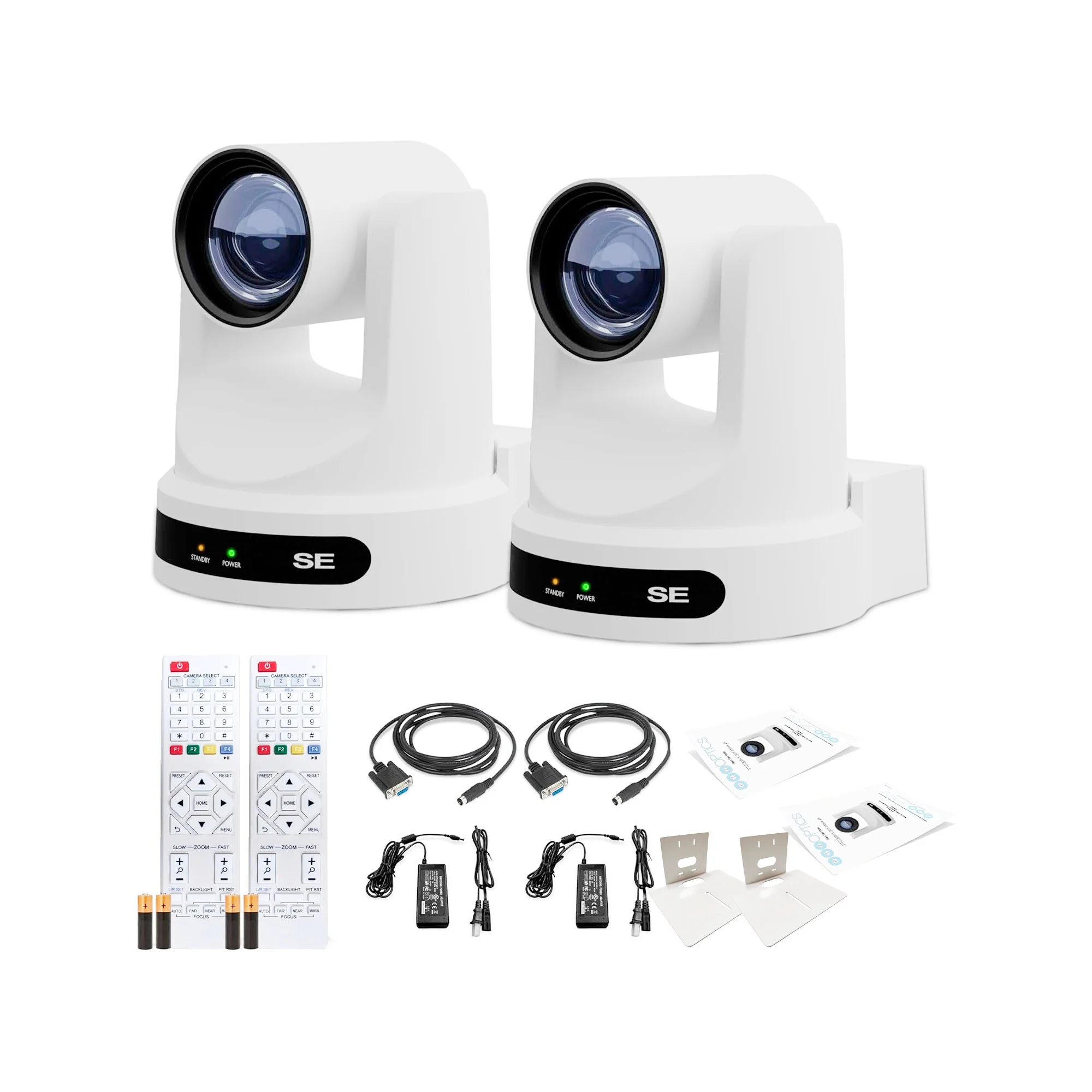 PTZOptics Move SE 30x 1080p PTZ Auto-Tracking Pan Tilt Zoom Camera (White, 2-Pack) Bundle