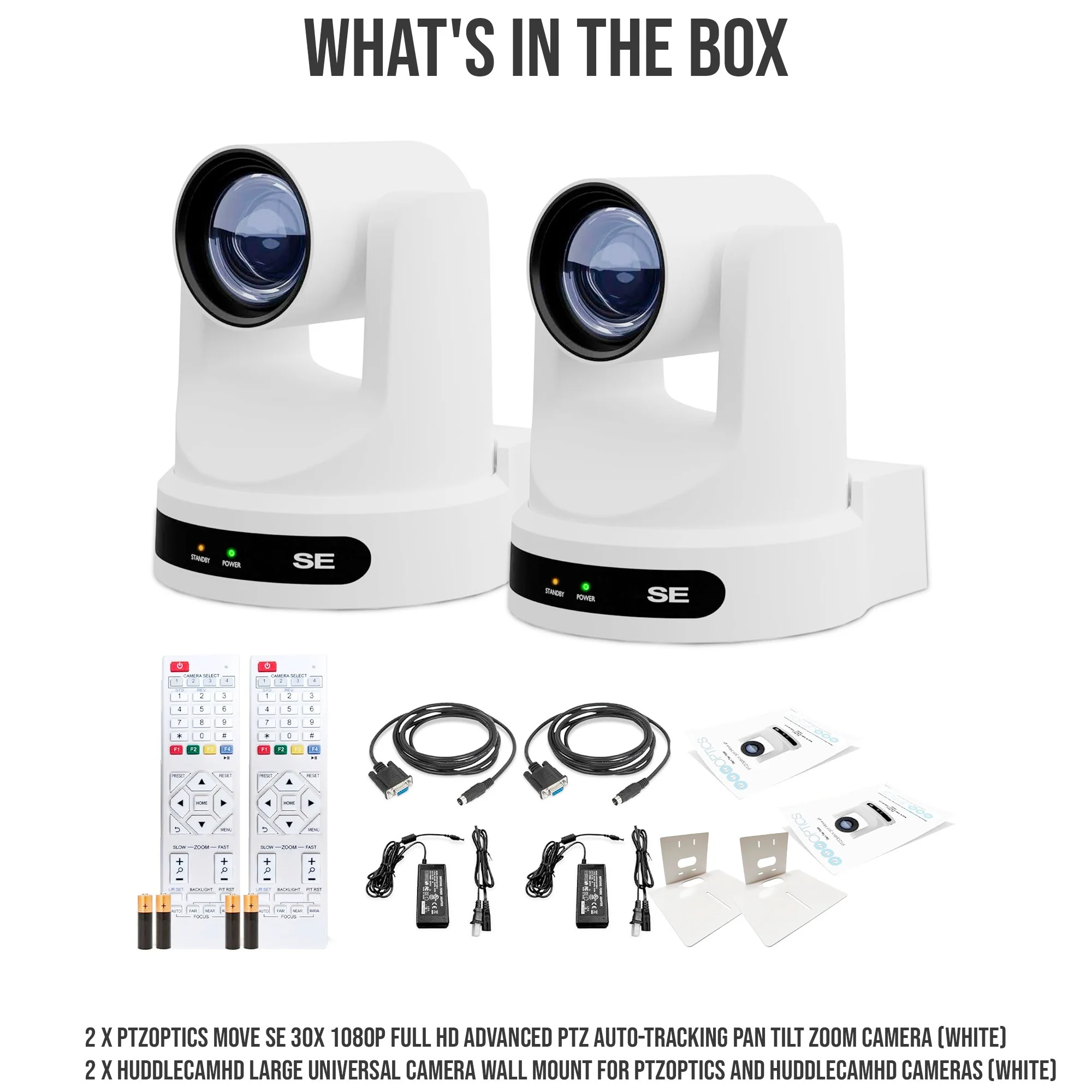 PTZOptics Move SE 30x 1080p PTZ Auto-Tracking Pan Tilt Zoom Camera (White, 2-Pack) Bundle - Image 2
