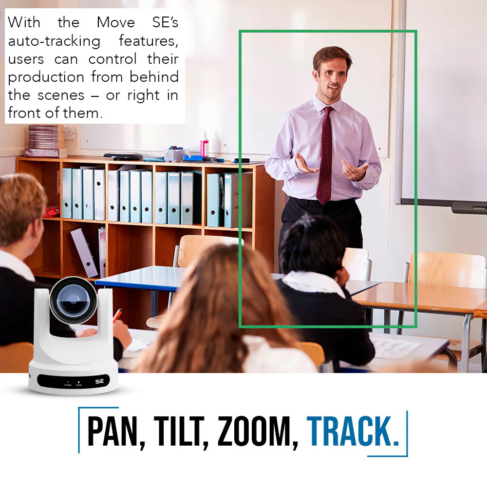 PTZOptics Move SE 30x 1080p PTZ Auto-Tracking Pan Tilt Zoom Camera (White, 2-Pack) Bundle - Image 8