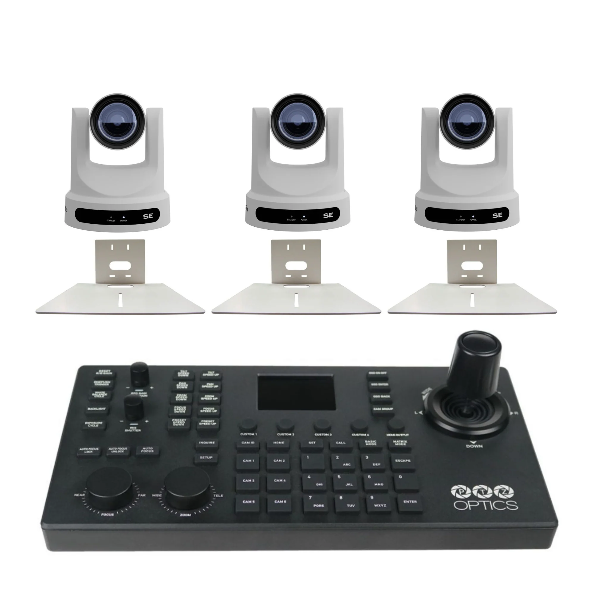 PTZOptics Move SE 30x 1080p Full HD Advanced PTZ Auto-Tracking Zoom Camera (White, 3-Pack) Bundle
