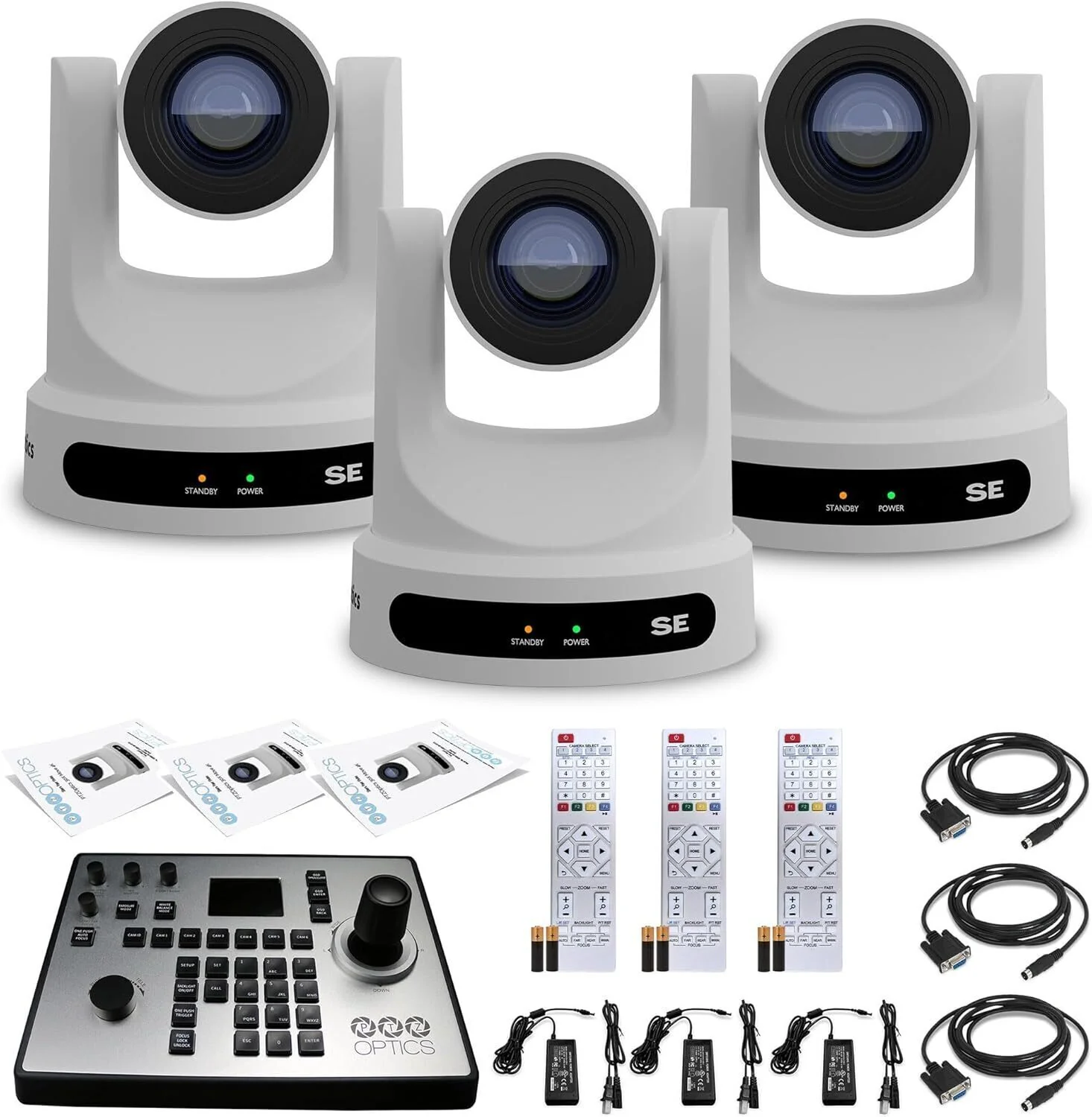 PTZOptics Move SE 30x 1080p Full HD Advanced PTZ Auto-Tracking Zoom Camera (White, 3-Pack) Bundle - Image 8