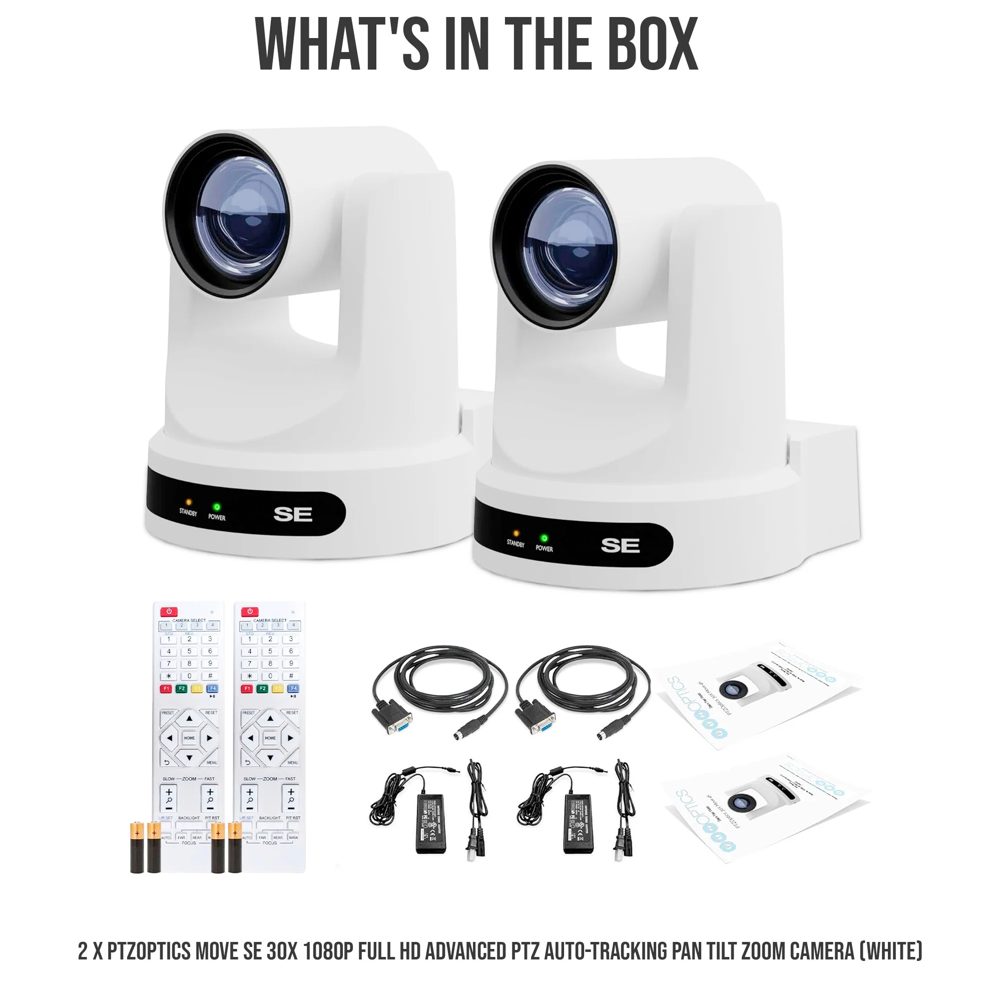 PTZOptics Move SE 30x 1080p PTZ Auto-Tracking Pan Tilt Zoom Camera Bundle (White, 2-Pack) - Image 14