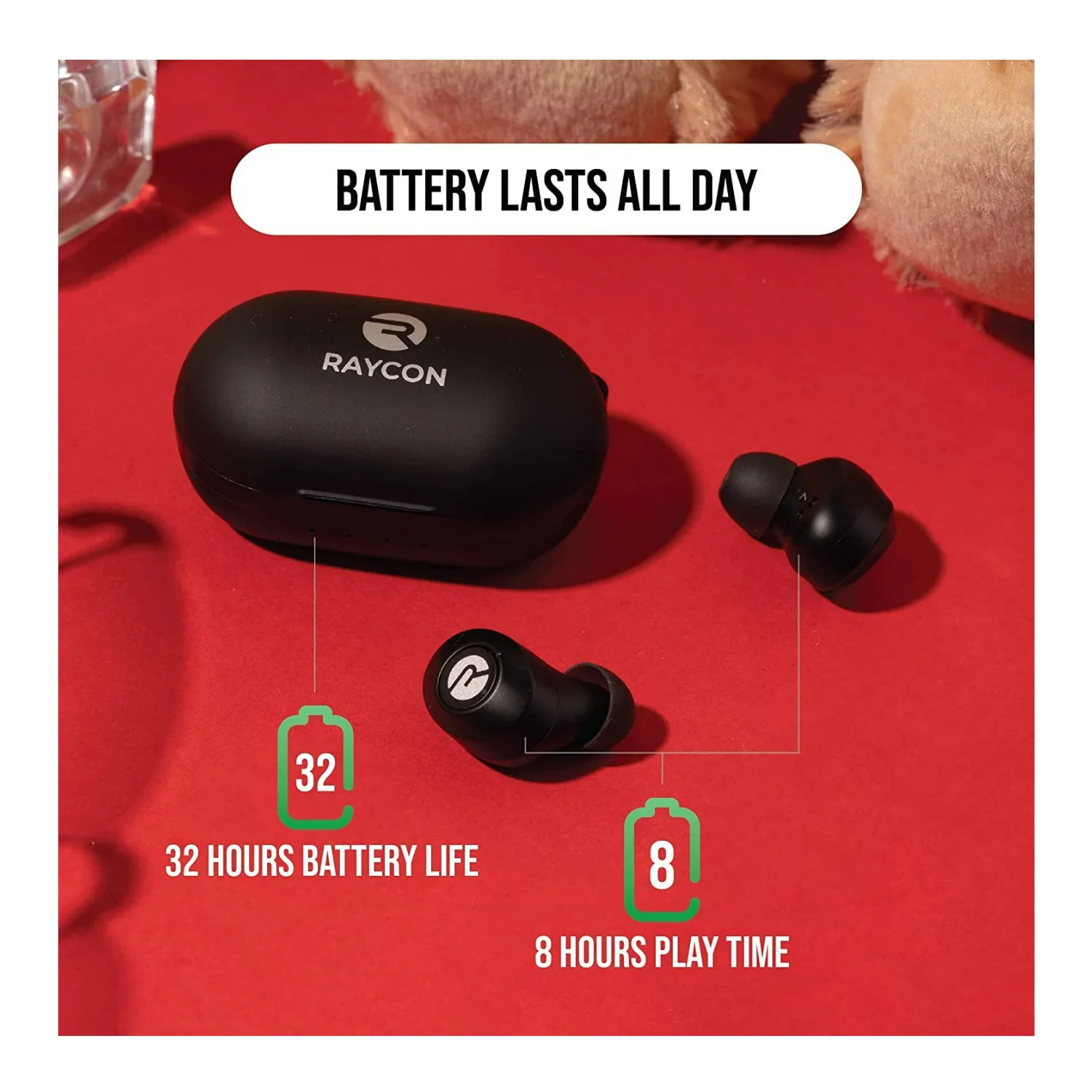 Raycon The Everyday Bluetooth Splash Resistant Wireless Earbuds (Carbon Black) - Image 5