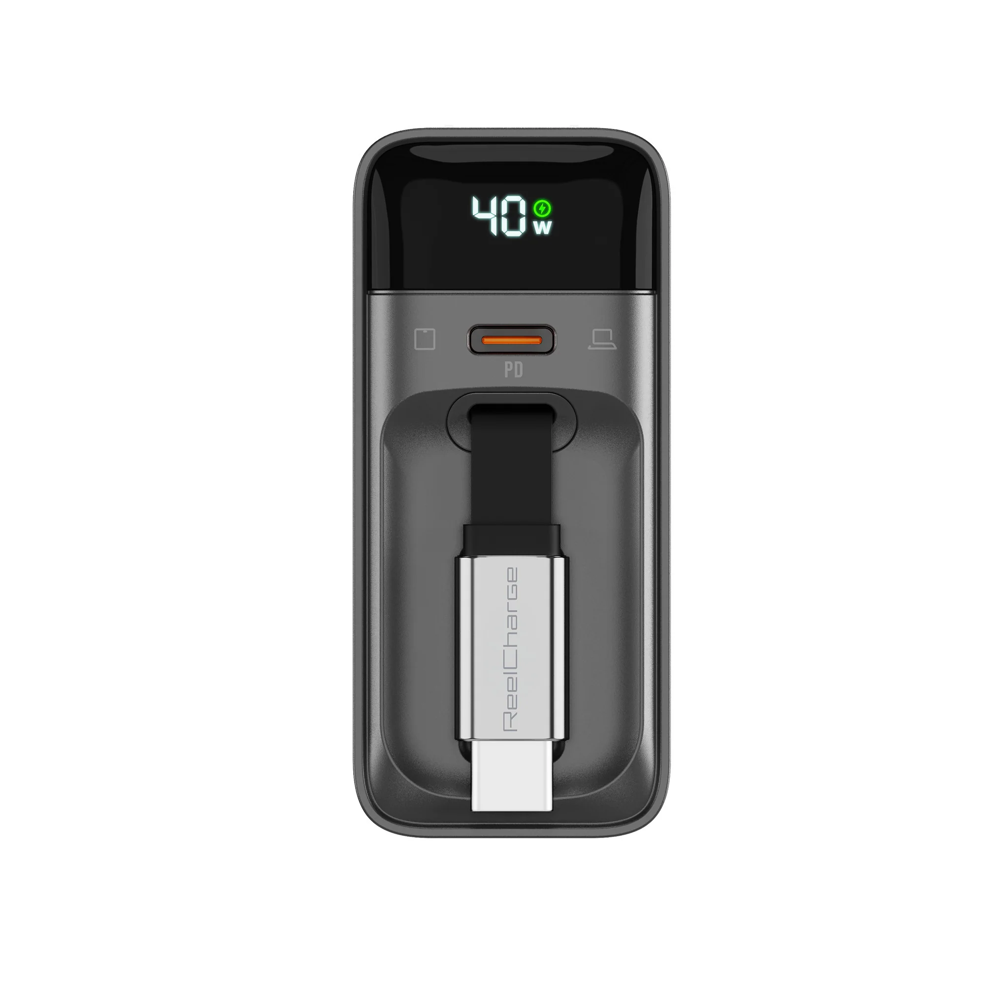 ReelCharge 40W Charger with Retractable Cable (Black) - Image 3