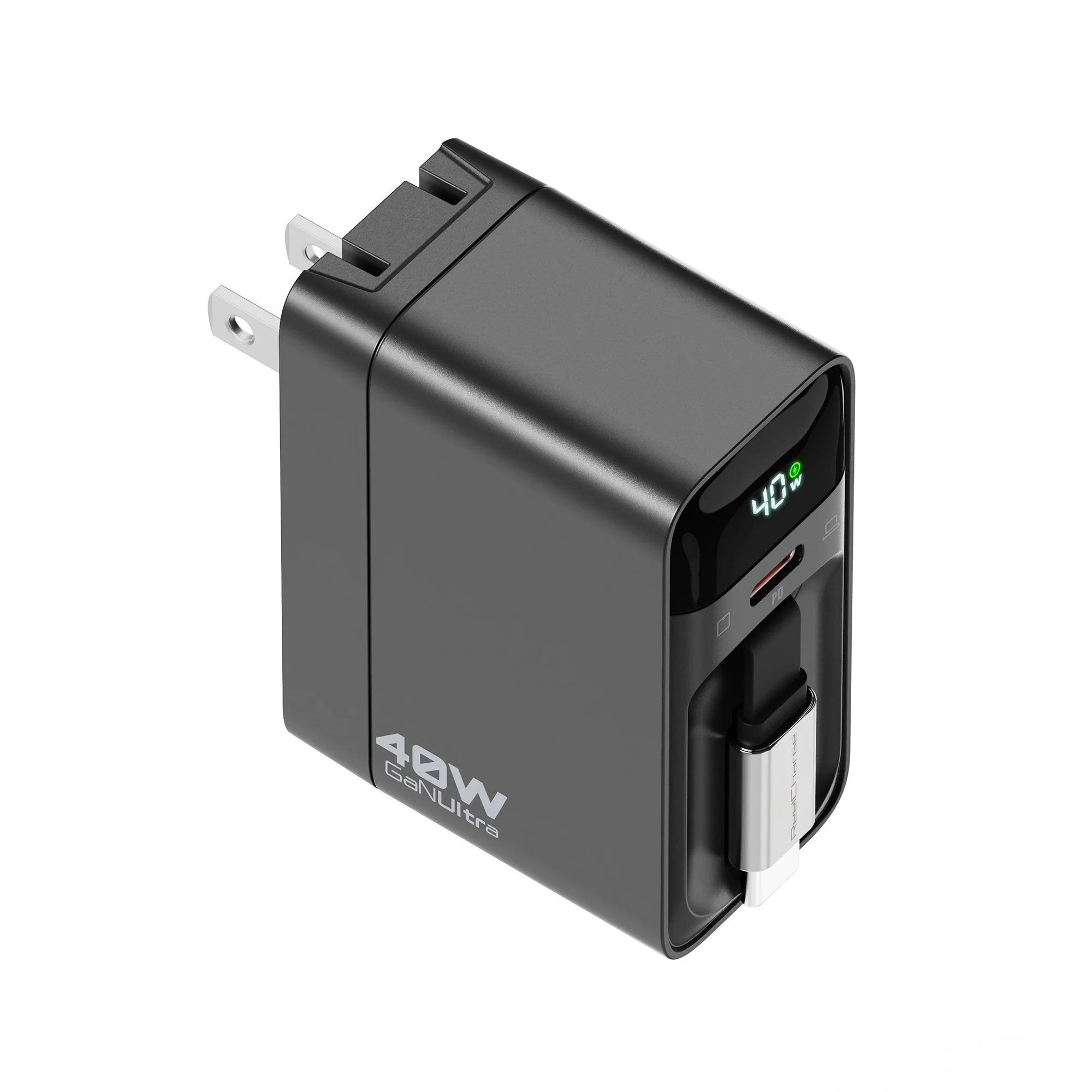 ReelCharge 40W Charger with Retractable Cable (Black) - Image 4