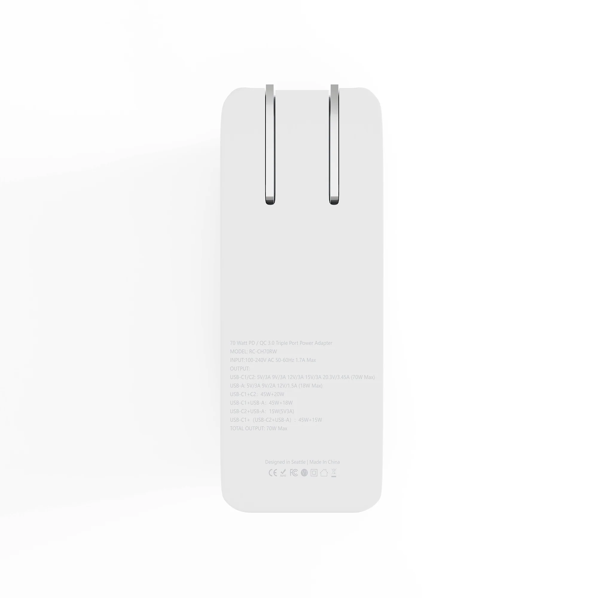 ReelCharge 70W Wall Charger with Retractable USB-C (White) - Image 3
