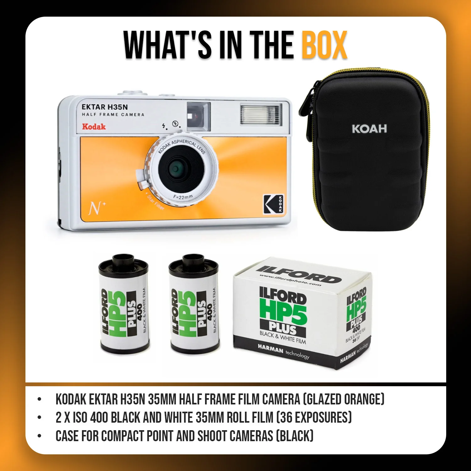 Kodak Ektar H35N 35mm Half Frame Film Camera with Star Filter (Glazed Orange) with Film Roll Bundle - Image 8