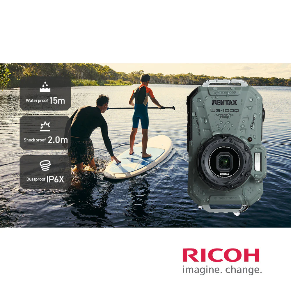 Pentax WG-1000 All-Weather Compact Camera with 4x Optical Zoom and 20 Color Modes (Olive) Bundle - Image 4