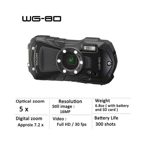 Ricoh WG-80 Digital Camera (Black) - Image 3