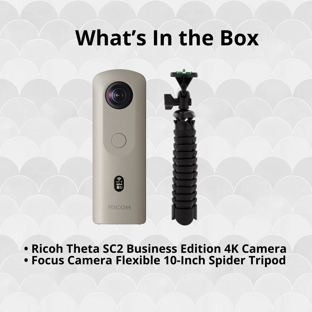 Ricoh Theta SC2 Business Edition Indoor and Outdoor 4K Camera (Gray, Refurbished) Bundle - Image 6