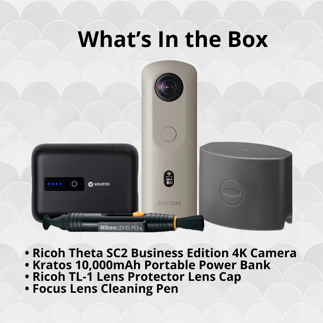 Ricoh Theta SC2 Business Edition Indoor and Outdoor 4K Camera (Gray) Bundle - Image 6