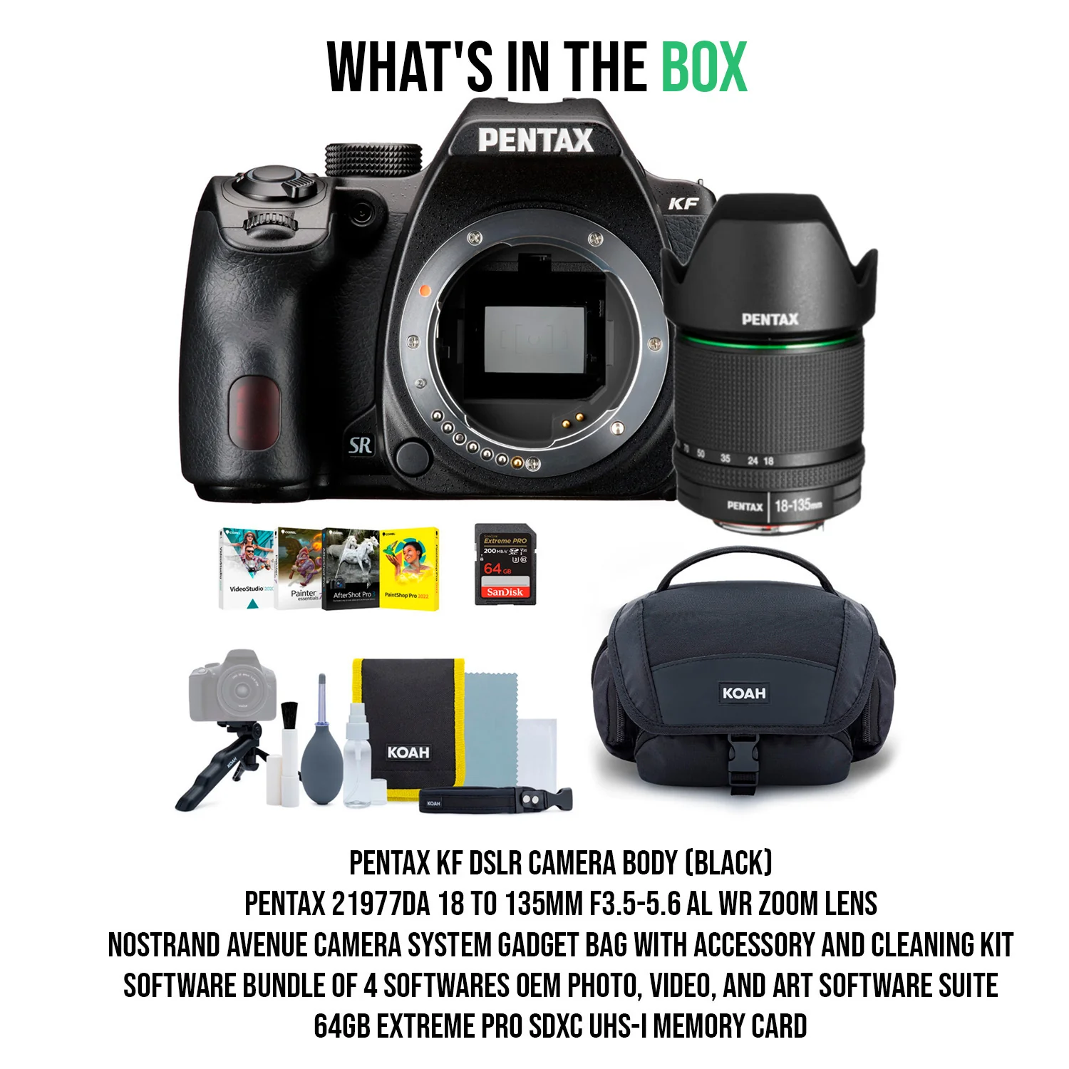Pentax KF DSLR Camera Body (Black) with Pentax AL WR Zoom Lens and Camera System Gadget Bag Bundle - Image 7