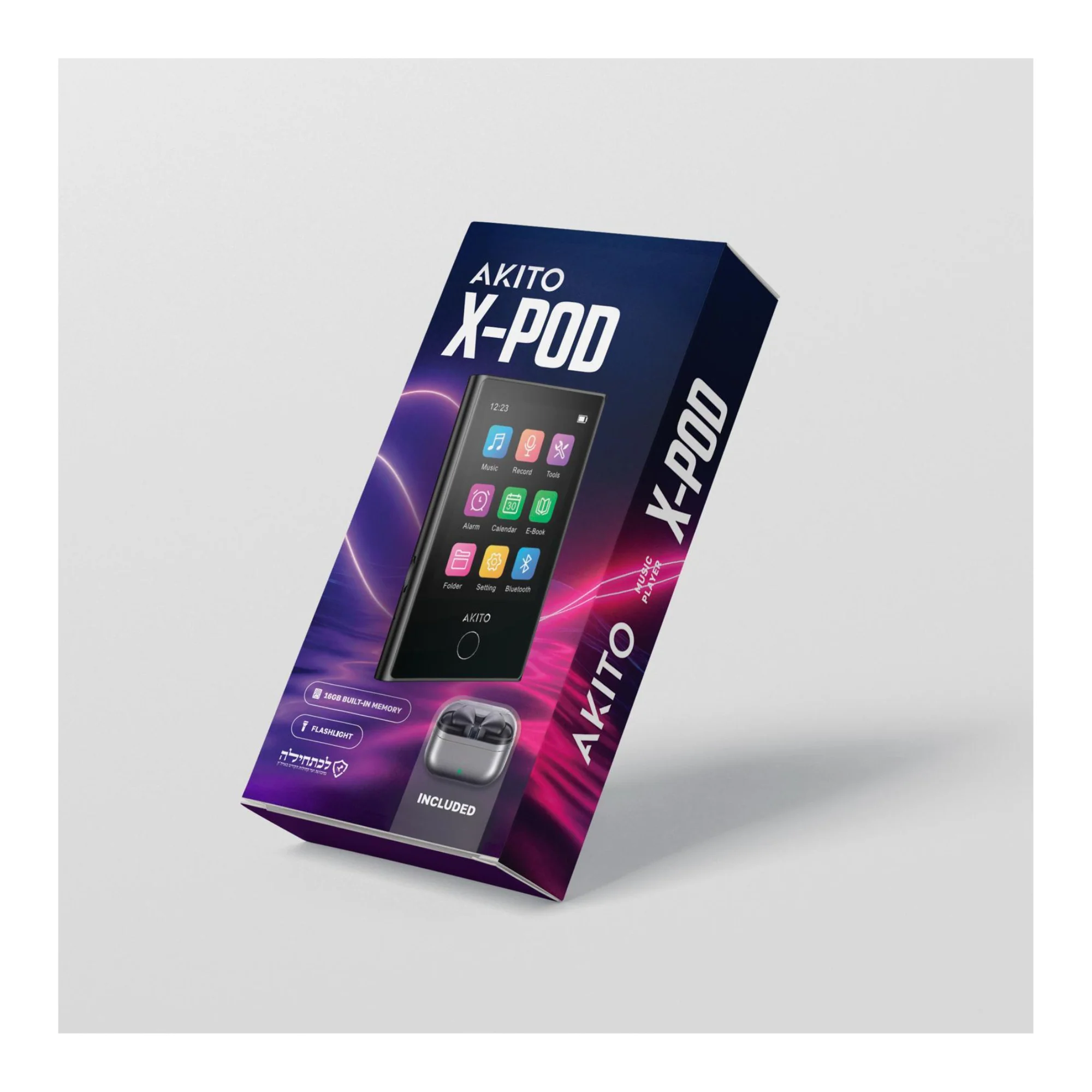 Akito X-POD Smart Bluetooth MP3 Player with Wireless Earbuds and Charging Case - Image 5
