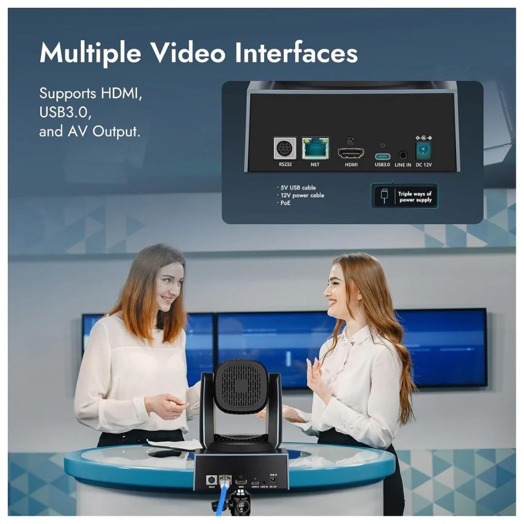 Rocware RC821U Video Conferencing Camera with 120-Degree Wide Angle Lens and Cleaning Cloth Bundle - Image 4