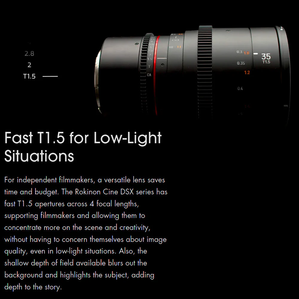 Rokinon 24mm T1.5 Cine DSX High Speed Wide Angle Cine Lens for Sony E with 35mm T1.5 Lens Bundle - Image 5