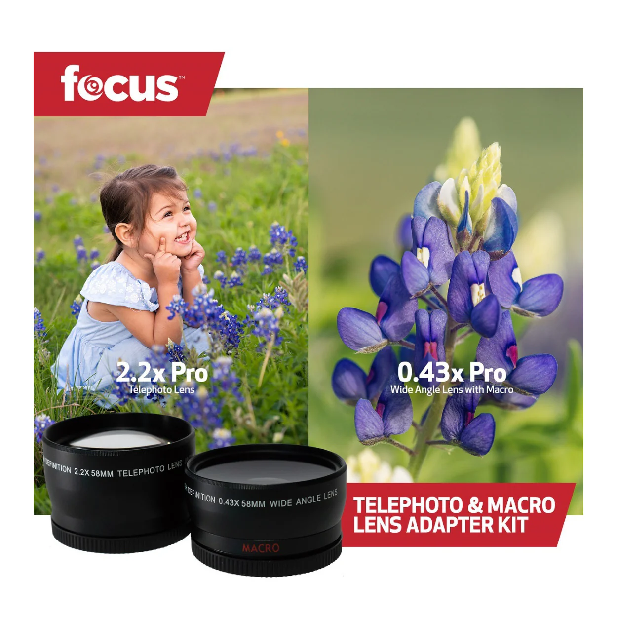 Focus Camera 58mm 2-Piece Wide and Tele Lens Set - Image 2