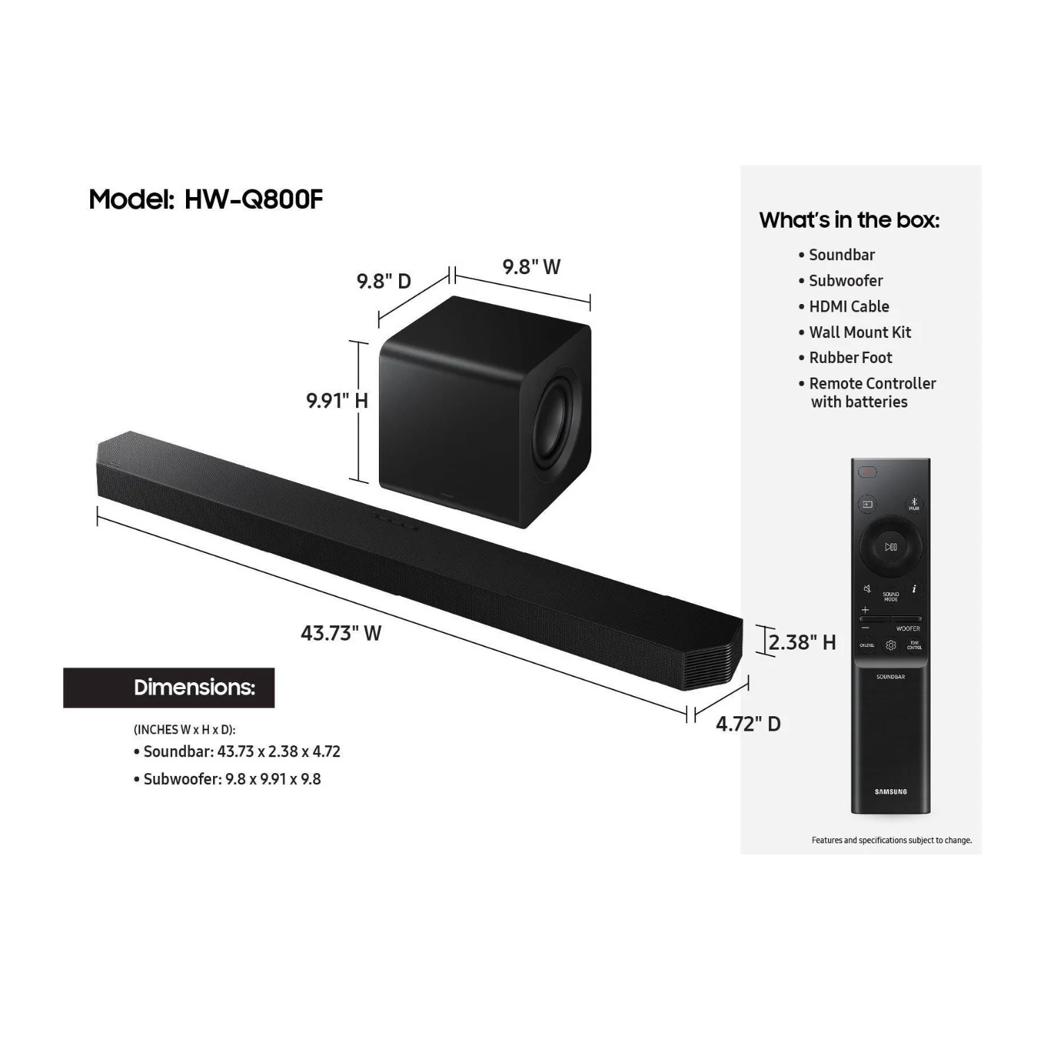 Samsung Q800F 5.1.2ch Q Series Soundbar and Subwoofer - Image 4