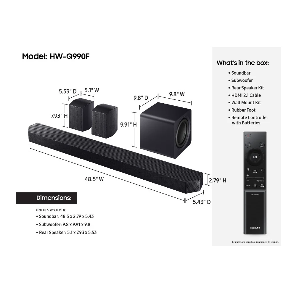 Samsung HW-Q990F Dolby Atmos Soundbar (11.1.4) (Used) - Image 4