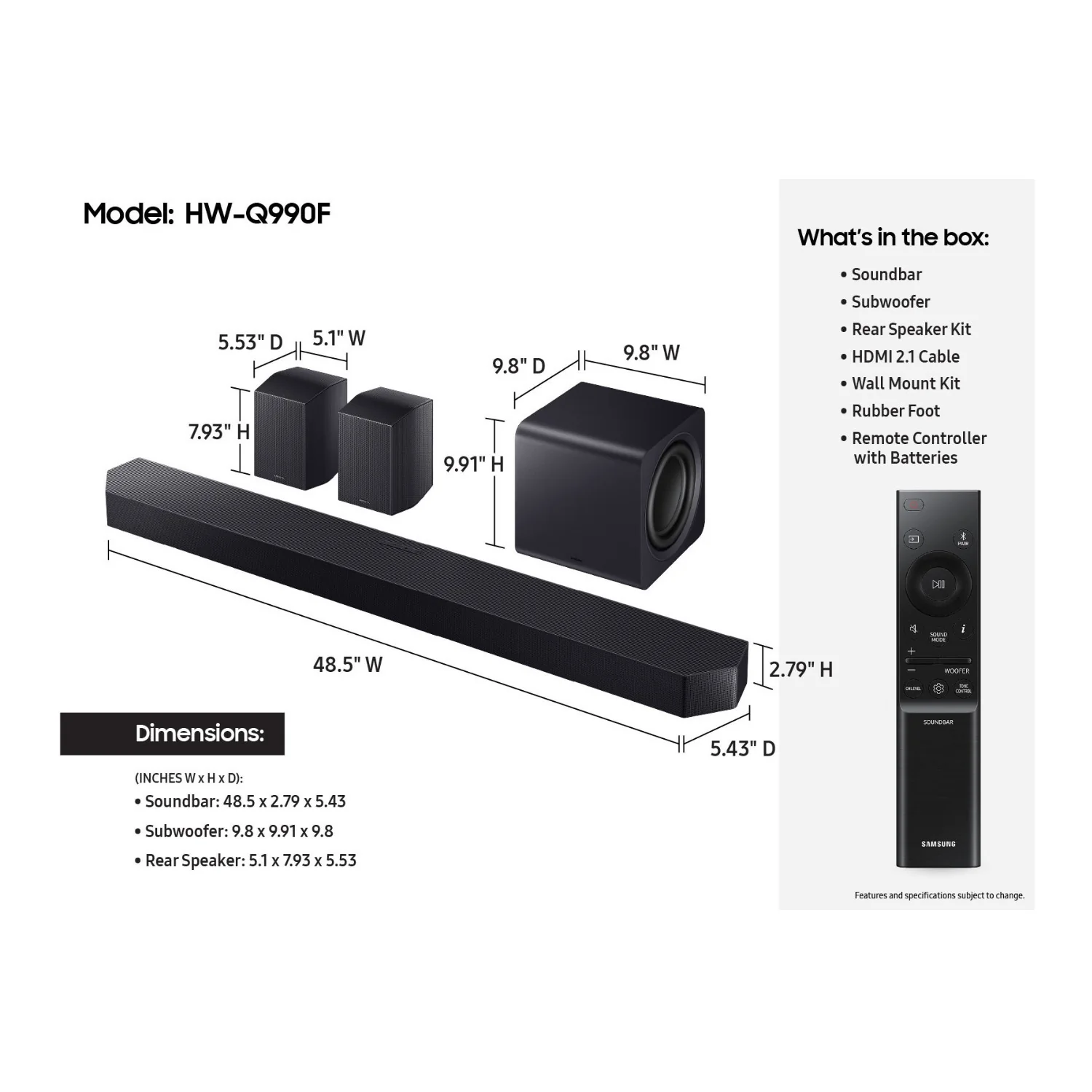Samsung HW-Q990F/ZC 756-Watt 11.1.4 Channel Sound Bar with Wireless Subwoofer - Image 4