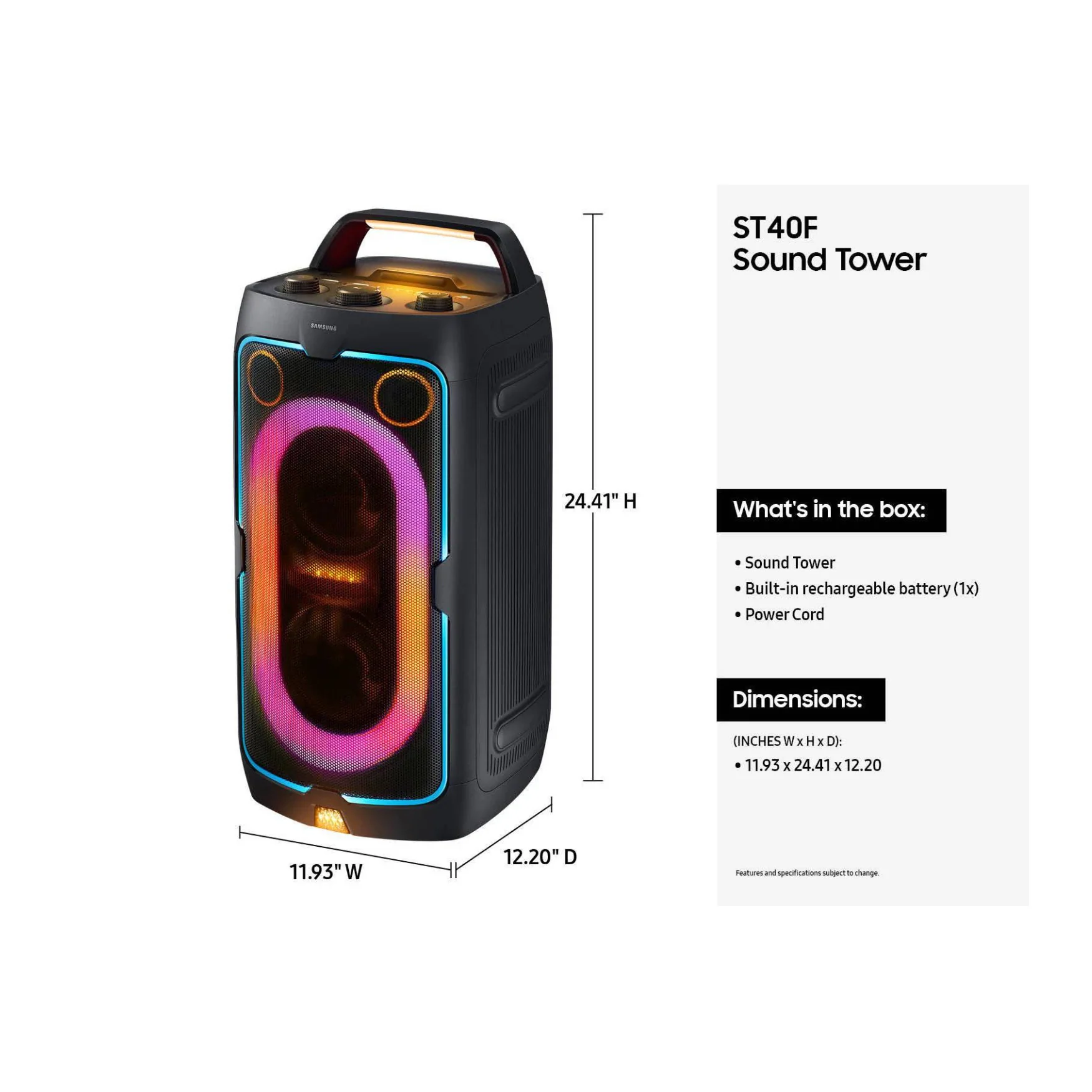 Samsung ST40F Sound Tower Portable Bluetooth Party Speaker with Built-In Battery - Image 4