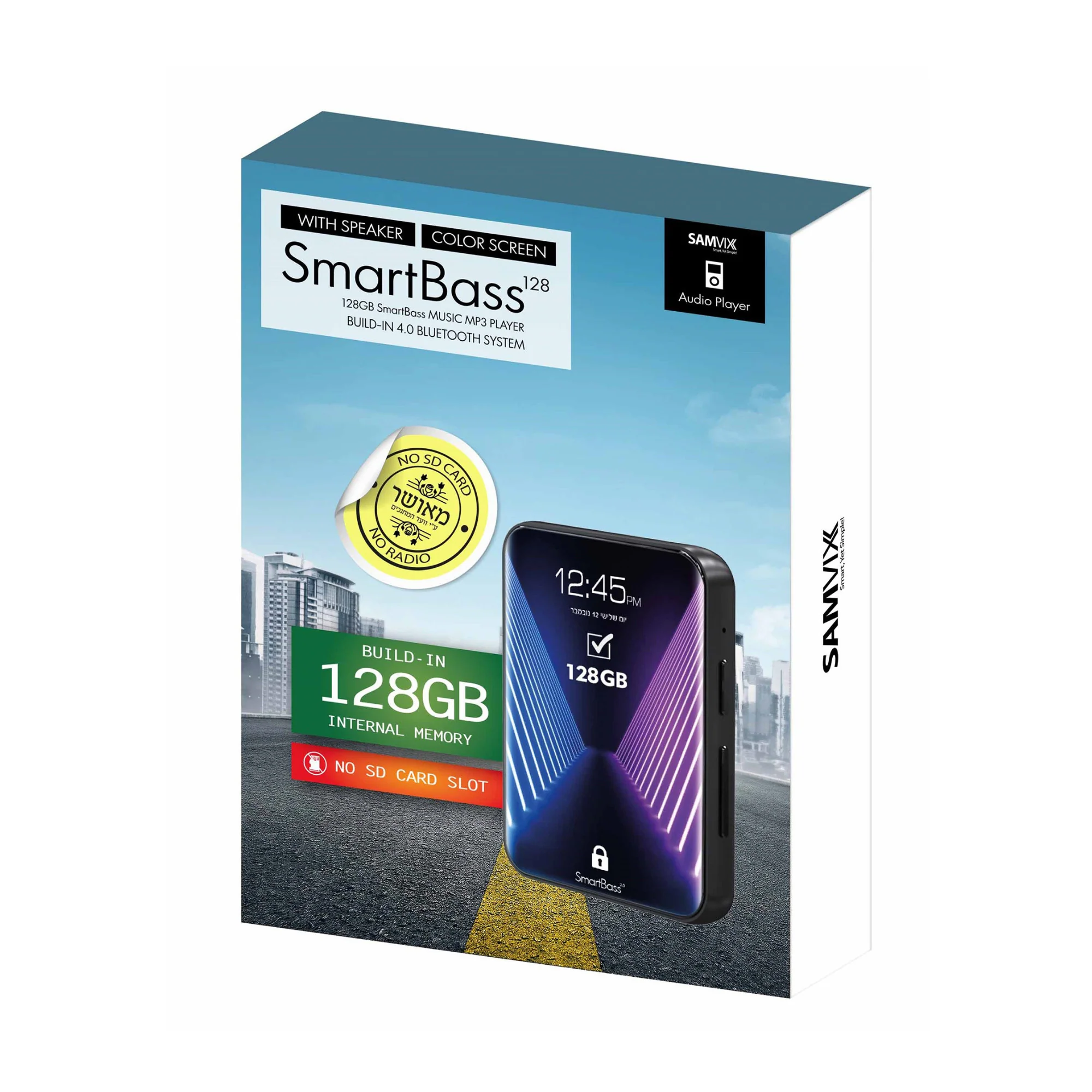 Samvix SmartBass 128GB Kosher MP3 Player (No SD Slot) with Speaker (Black) - Image 2