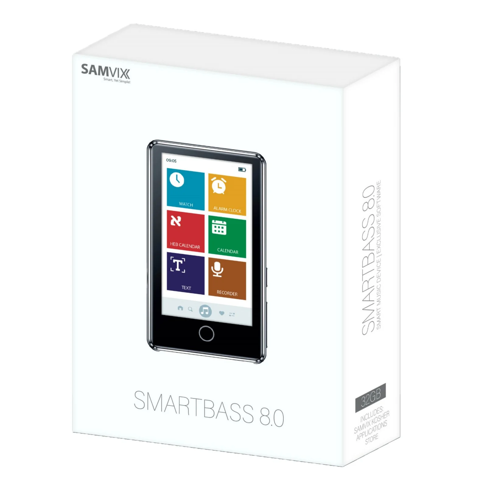 Samvix Kosher SmartBass 8.0 Touch Smart MP3 Player with Applications Store (32GB, Silver) - Image 2