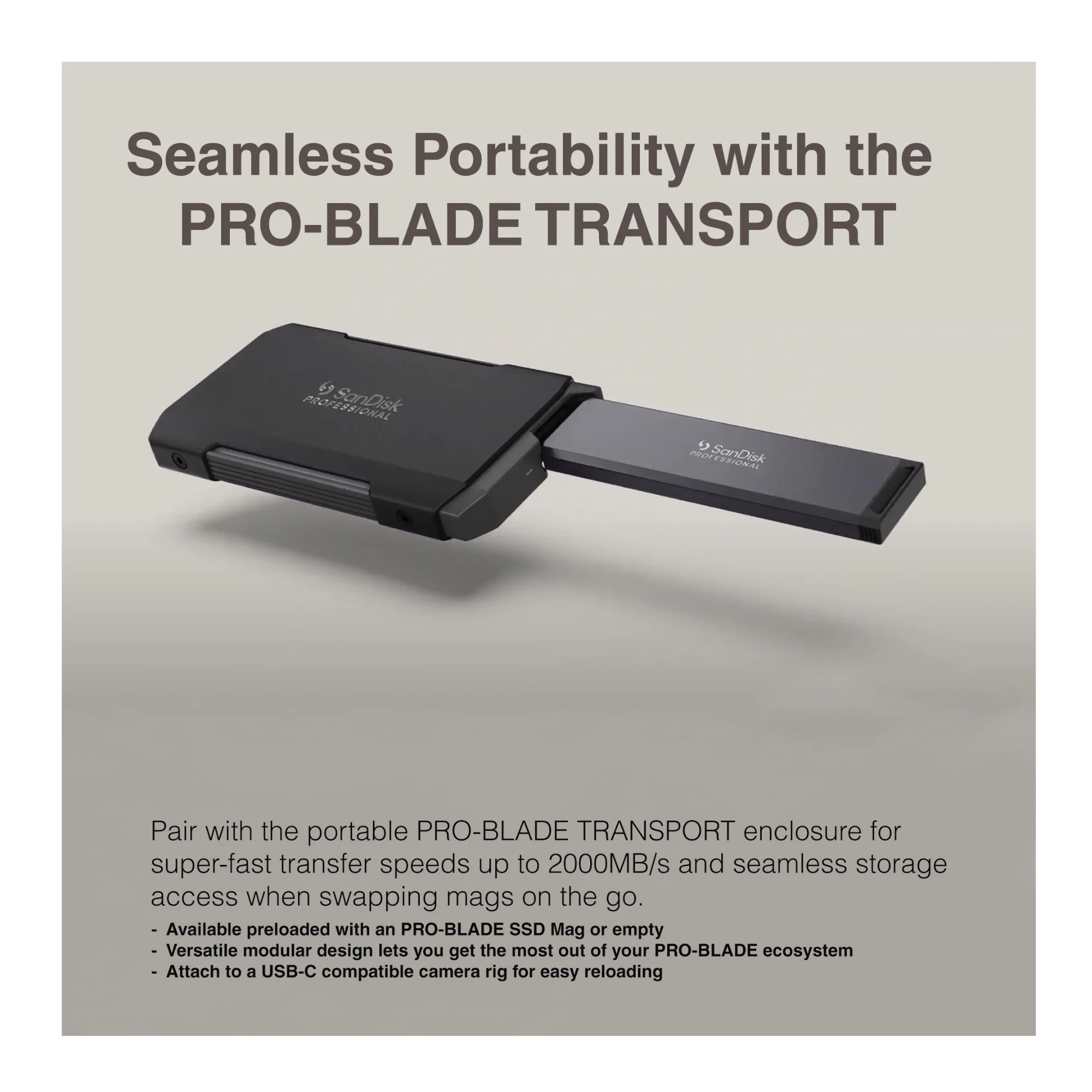 Sandisk Professional 2 TB Pro-Blade SSD MAG NvME with Pro-Blade Transport (0 TB) - Image 4