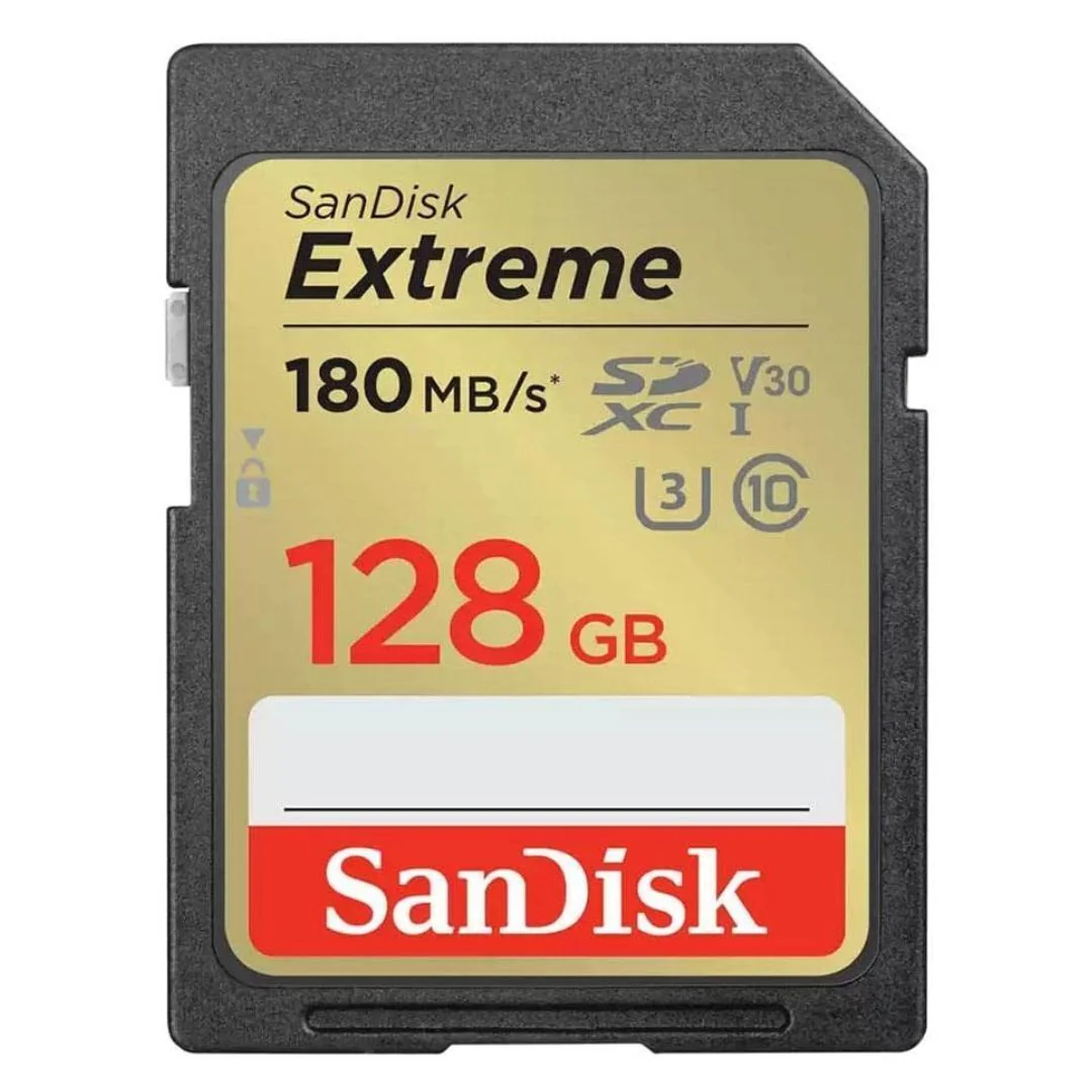 SanDisk Extreme SDXC UHS-I Memory Card with 180MBPS Read Speed and 90MBPS Write Speed (128GB, Black)