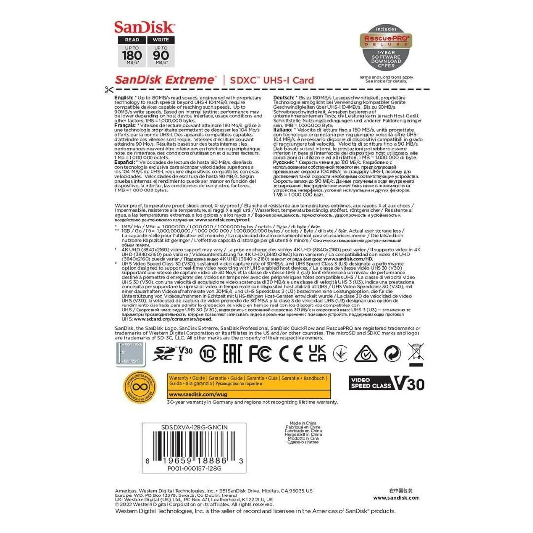 SanDisk Extreme SDXC UHS-I Memory Card with 180MBPS Read Speed and 90MBPS Write Speed (128GB, Black) - Image 3