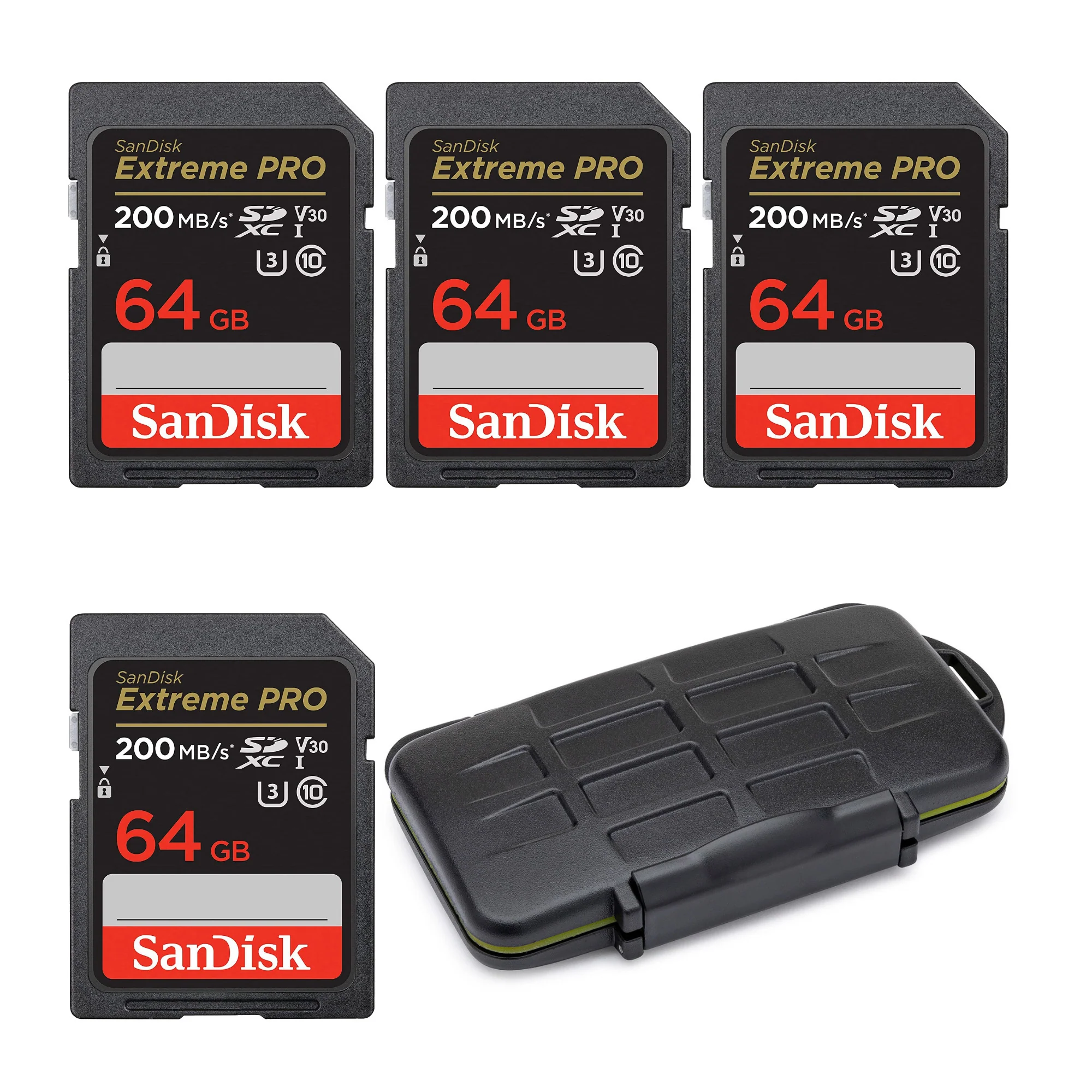 SanDisk 64GB Extreme PRO 200MB/s UHS-I SDXC Memory Card Bundle with Storage Carrying Case