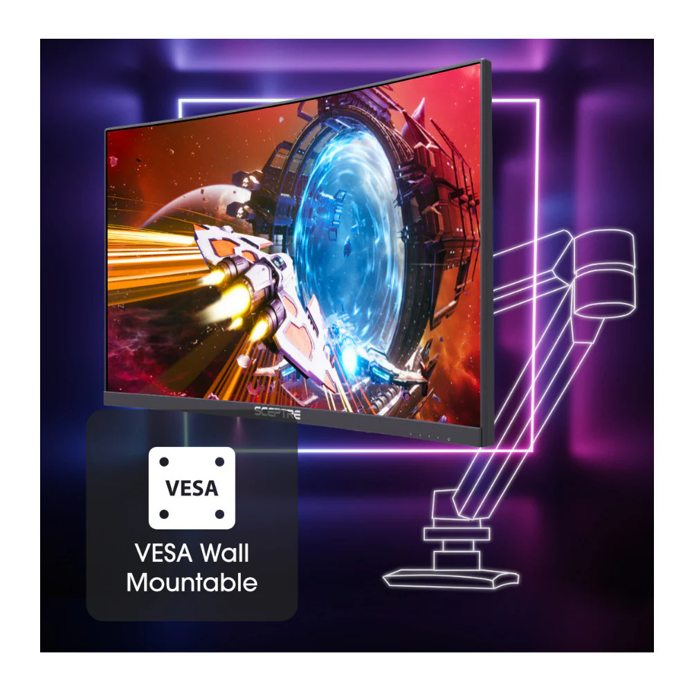 Sceptre 25-Inch 1080P FHD 1ms Blur Reduction Curved Gaming Monitor with 240Hz Refresh Speed (Black) - Image 4